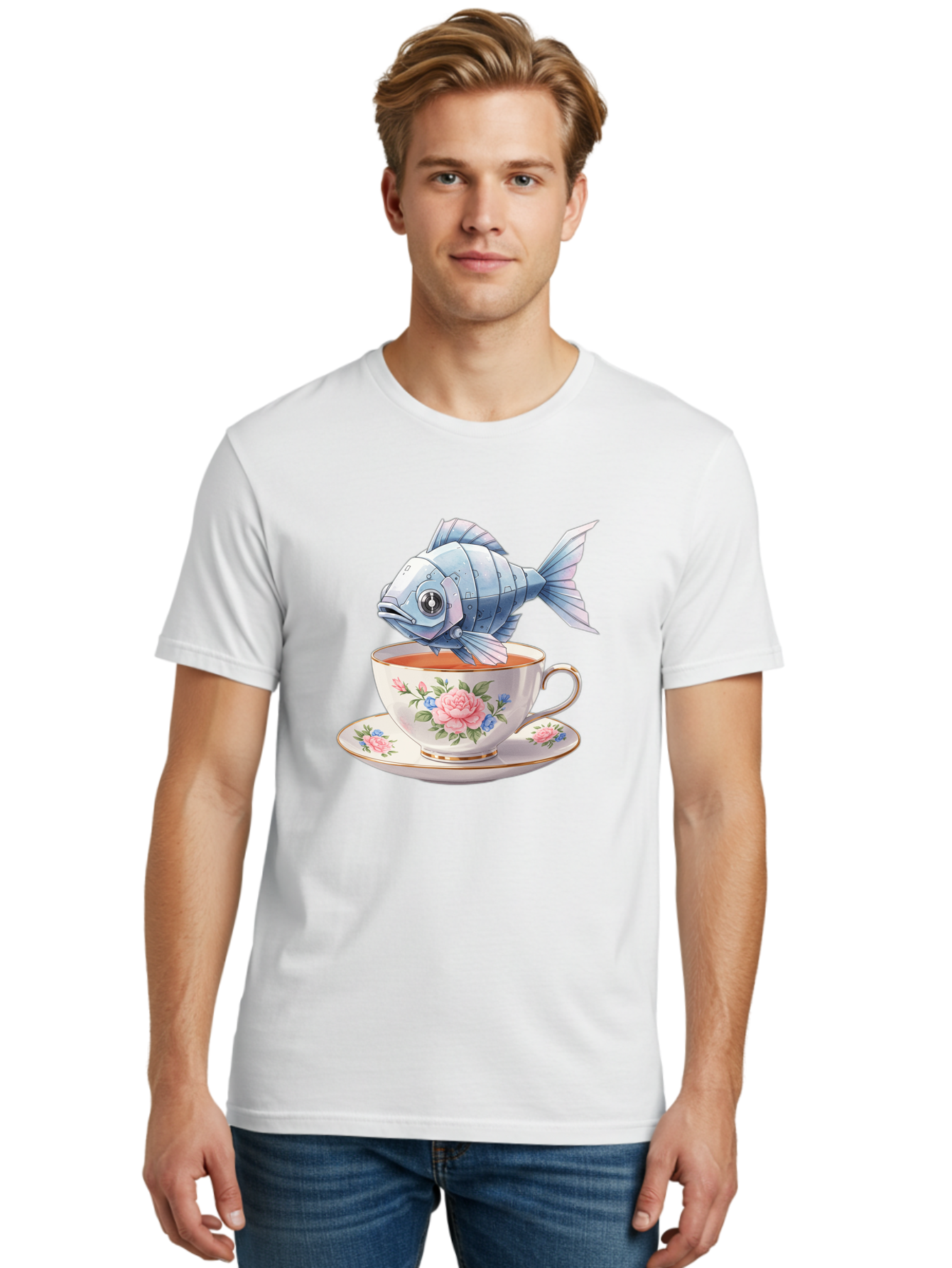 Steampunk-Fish-Tea Men'S Graphic Tee, 100% Cotton, Comfortable Casual Summer Wear, Machine Washable, Vintage Camera, Old Camera, Antique Camera, Black Camera, Classic Photography, Photography Equipment, Nostalgic Device, Film Camera, Bal418