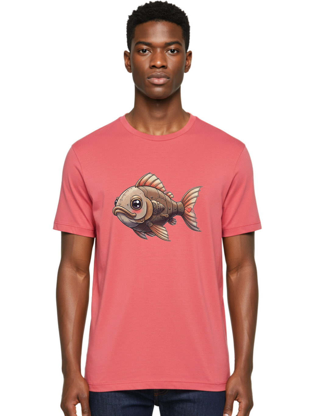 Steampunk-Fish Men'S Graphic Tee, 100% Cotton, Comfortable Casual Summer Wear, Machine Washable, Vintage Camera, Old Camera, Antique Camera, Black Camera, Classic Photography, Photography Equipment, Nostalgic Device, Film Camera, Camera Art Bal419