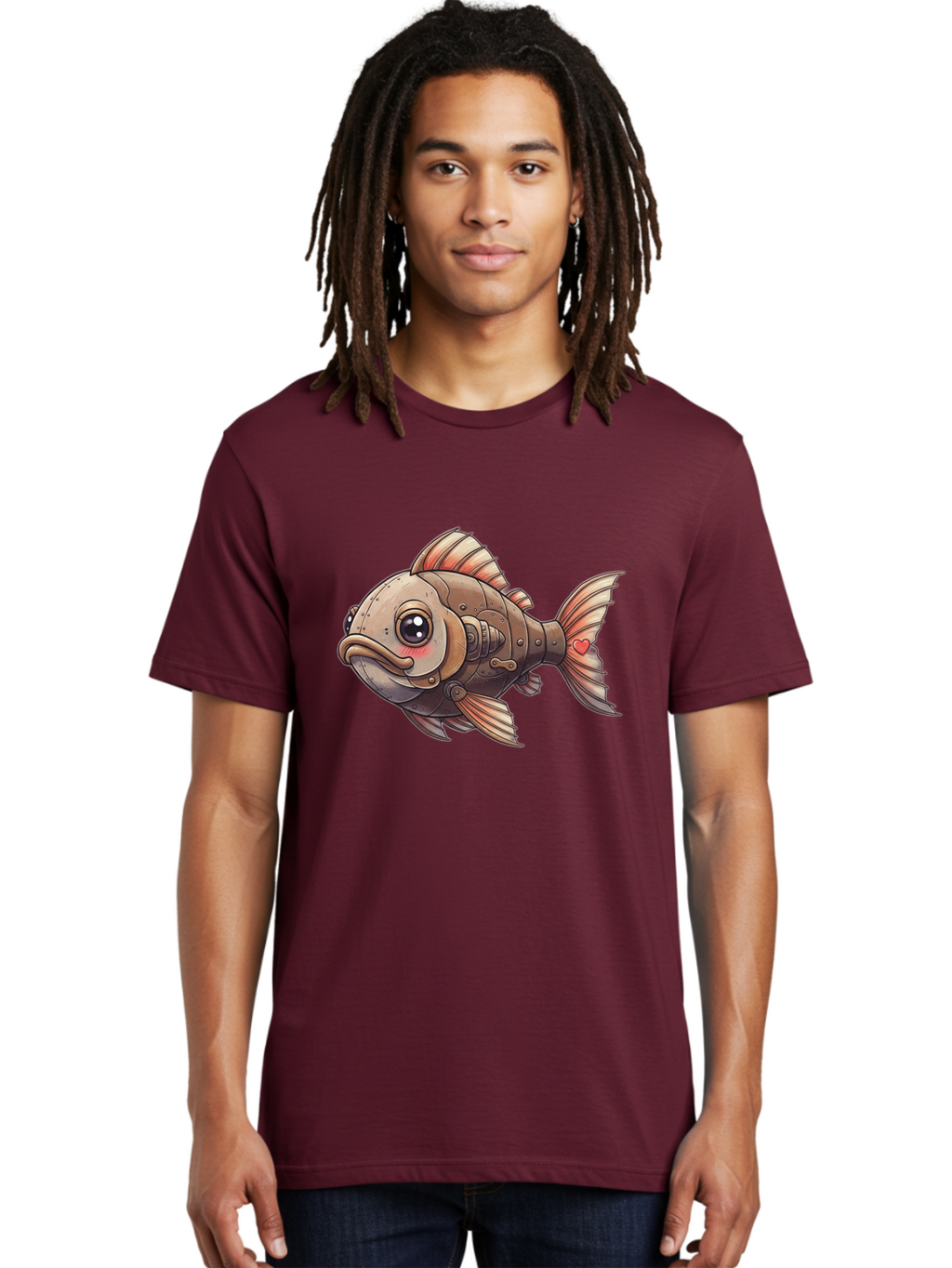 Steampunk-Fish Men'S Graphic Tee, 100% Cotton, Comfortable Casual Summer Wear, Machine Washable, Vintage Camera, Old Camera, Antique Camera, Black Camera, Classic Photography, Photography Equipment, Nostalgic Device, Film Camera, Camera Art Bal419