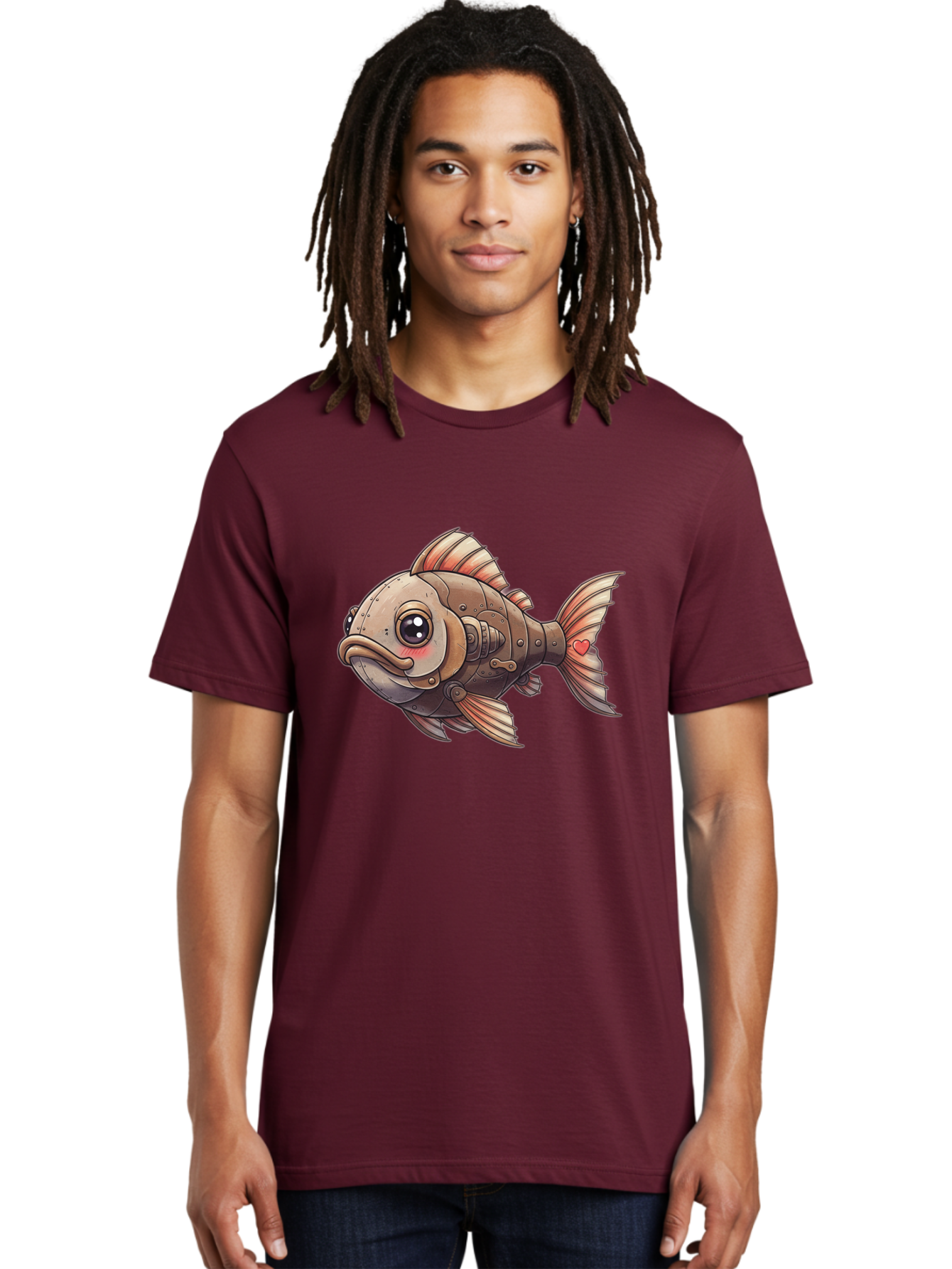 Steampunk-Fish Men'S Graphic Tee, 100% Cotton, Comfortable Casual Summer Wear, Machine Washable, Vintage Camera, Old Camera, Antique Camera, Black Camera, Classic Photography, Photography Equipment, Nostalgic Device, Film Camera, Camera Art Bal419