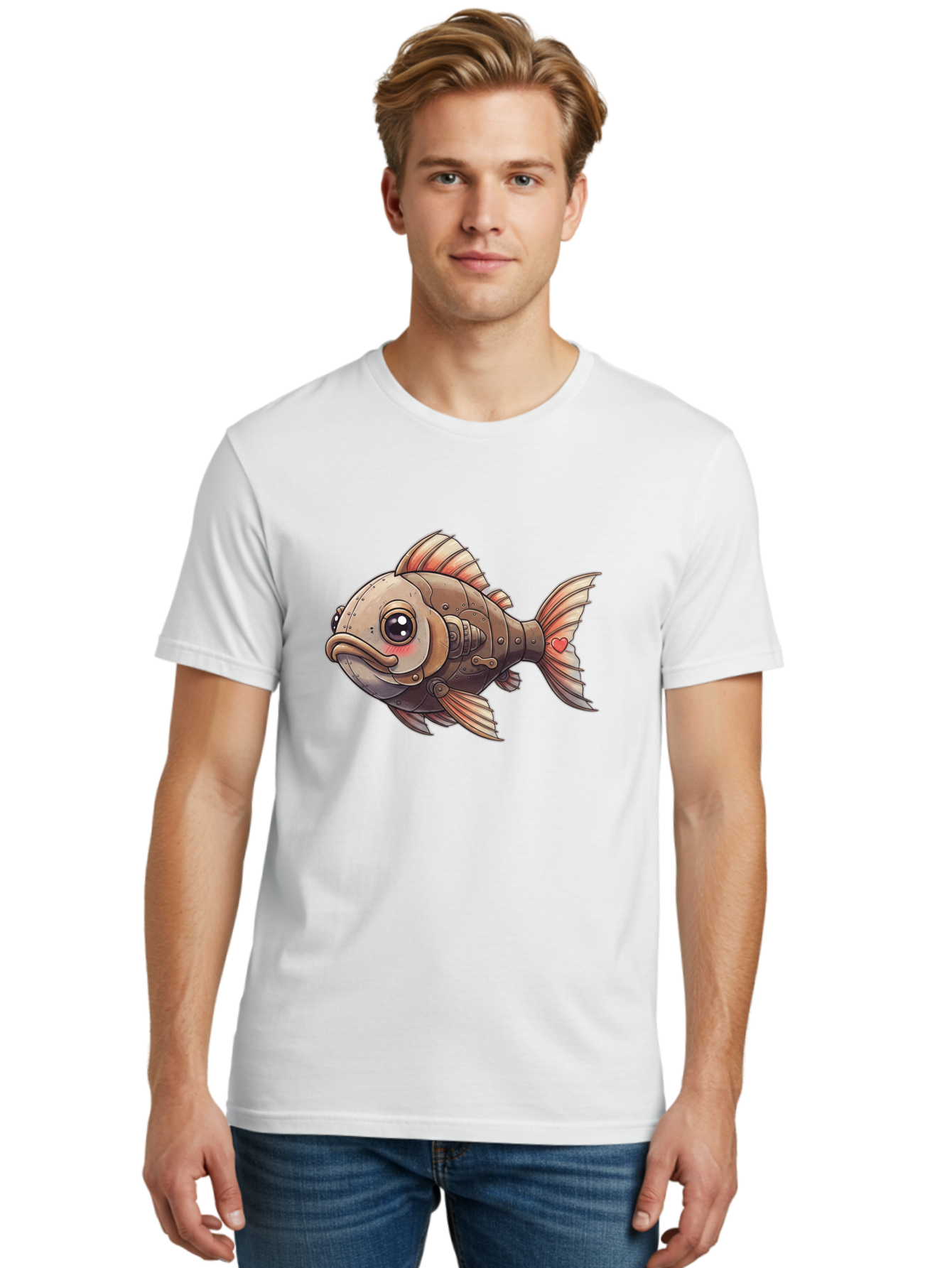 Steampunk-Fish Men'S Graphic Tee, 100% Cotton, Comfortable Casual Summer Wear, Machine Washable, Vintage Camera, Old Camera, Antique Camera, Black Camera, Classic Photography, Photography Equipment, Nostalgic Device, Film Camera, Camera Art Bal419