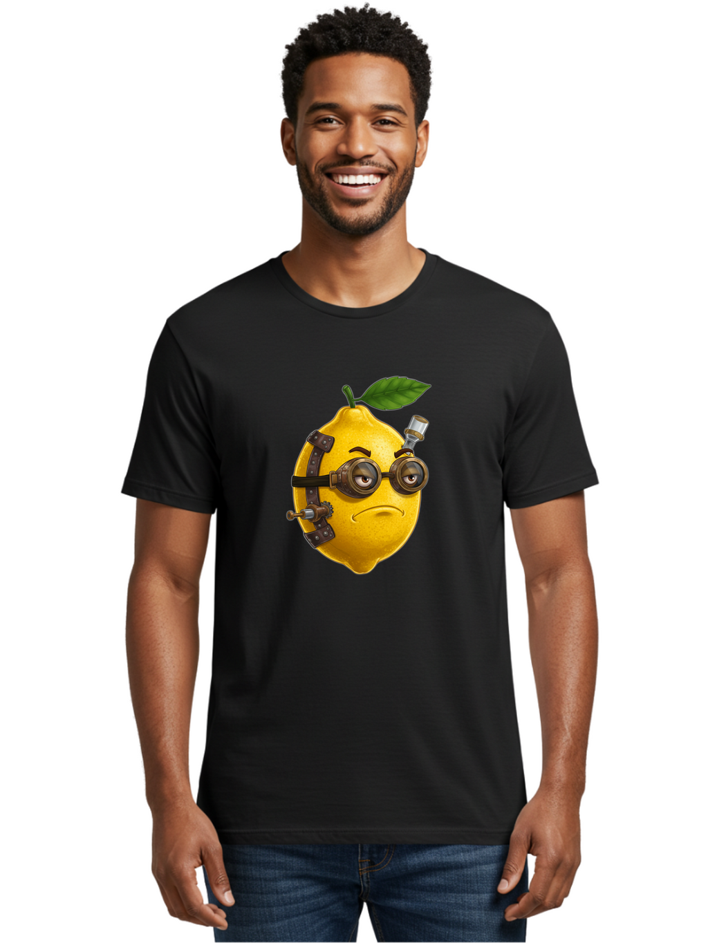 Steampunk-Lemon Men'S Graphic Tee, 100% Cotton, Comfortable Casual Summer Wear, Machine Washable, Vintage Camera, Old Camera, Antique Camera, Black Camera, Classic Photography, Photography Equipment, Nostalgic Device, Film Camera, Camera Art Bal420