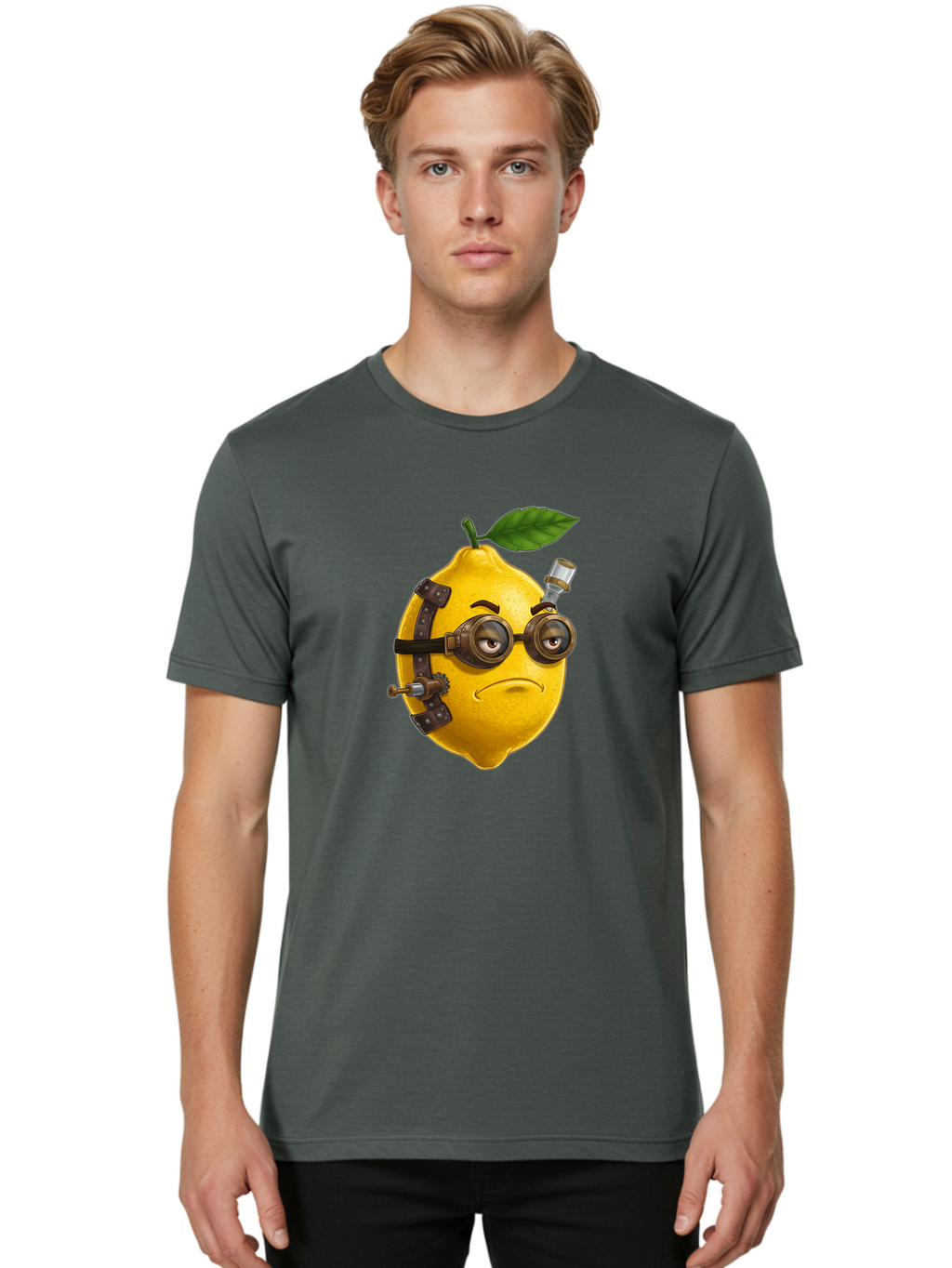 Steampunk-Lemon Men'S Graphic Tee, 100% Cotton, Comfortable Casual Summer Wear, Machine Washable, Vintage Camera, Old Camera, Antique Camera, Black Camera, Classic Photography, Photography Equipment, Nostalgic Device, Film Camera, Camera Art Bal420