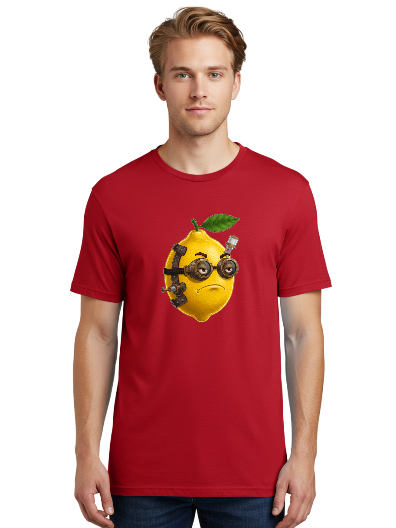 Steampunk-Lemon Men'S Graphic Tee, 100% Cotton, Comfortable Casual Summer Wear, Machine Washable, Vintage Camera, Old Camera, Antique Camera, Black Camera, Classic Photography, Photography Equipment, Nostalgic Device, Film Camera, Camera Art Bal420