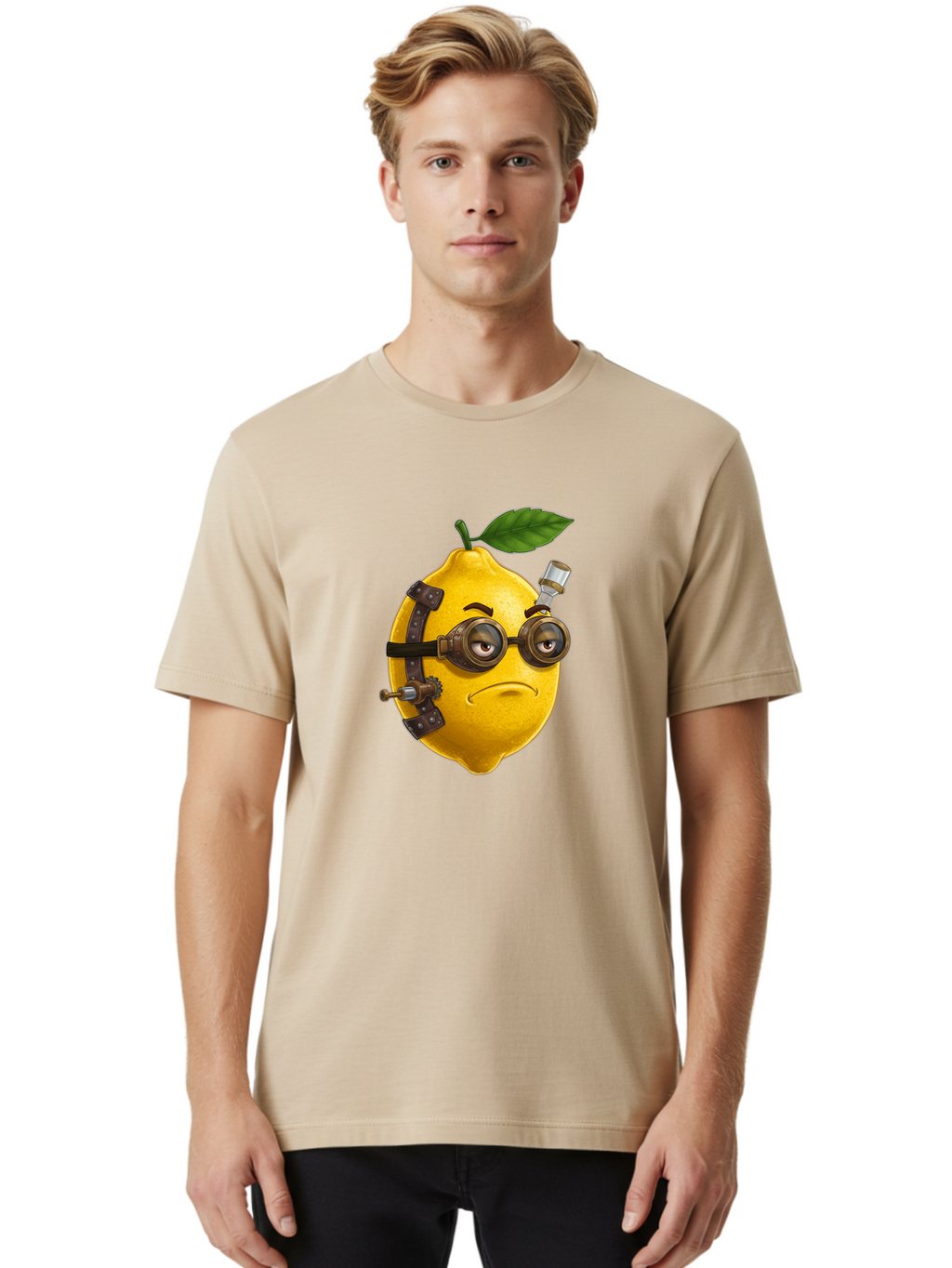 Steampunk-Lemon Men'S Graphic Tee, 100% Cotton, Comfortable Casual Summer Wear, Machine Washable, Vintage Camera, Old Camera, Antique Camera, Black Camera, Classic Photography, Photography Equipment, Nostalgic Device, Film Camera, Camera Art Bal420