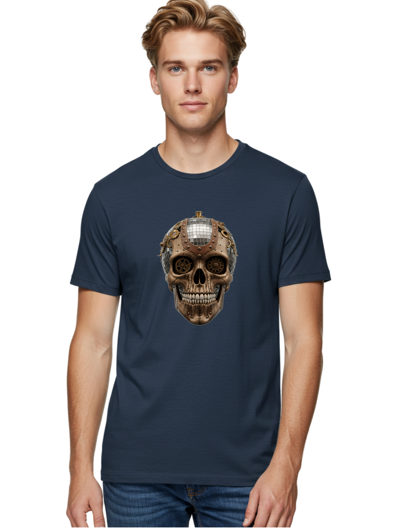 Steampunk-Skull Men'S Graphic Tee, 100% Cotton, Comfortable Casual Summer Wear, Machine Washable, Vintage Camera, Old Camera, Antique Camera, Black Camera, Classic Photography, Photography Equipment, Nostalgic Device, Film Camera, Camera Art Bal422