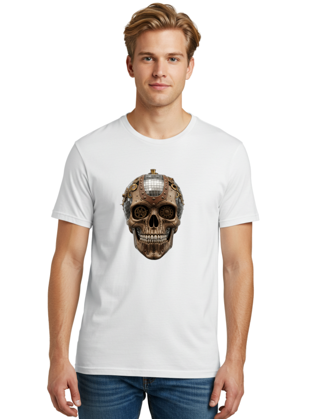 Steampunk-Skull Men'S Graphic Tee, 100% Cotton, Comfortable Casual Summer Wear, Machine Washable, Vintage Camera, Old Camera, Antique Camera, Black Camera, Classic Photography, Photography Equipment, Nostalgic Device, Film Camera, Camera Art Bal422