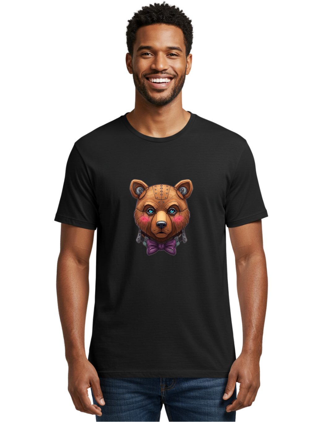 Steampunk-Teddy Men'S Graphic Tee, 100% Cotton, Comfortable Casual Summer Wear, Machine Washable, Vintage Camera, Old Camera, Antique Camera, Black Camera, Classic Photography, Photography Equipment, Nostalgic Device, Film Camera, Camera Art Bal423