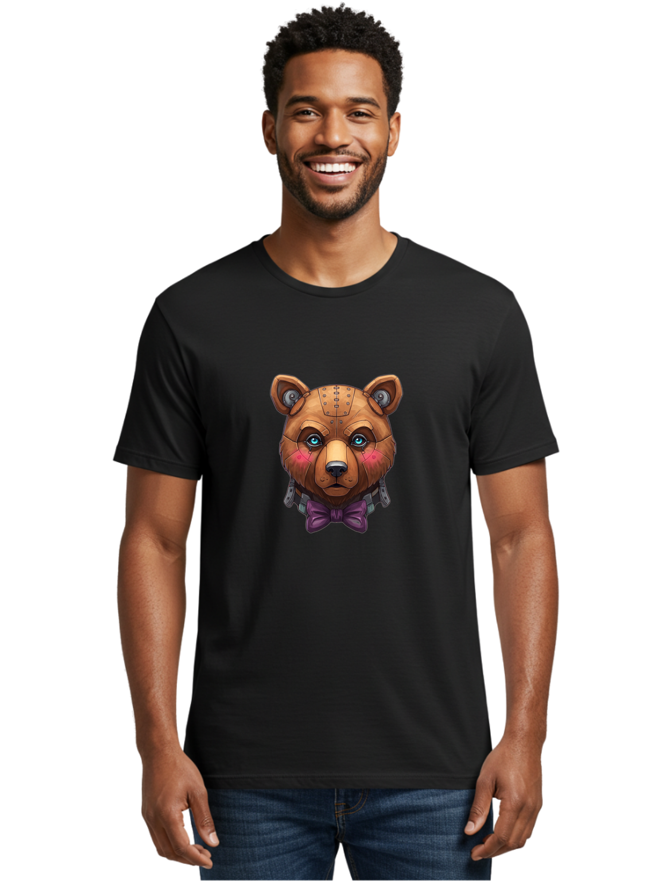 Steampunk-Teddy Men'S Graphic Tee, 100% Cotton, Comfortable Casual Summer Wear, Machine Washable, Vintage Camera, Old Camera, Antique Camera, Black Camera, Classic Photography, Photography Equipment, Nostalgic Device, Film Camera, Camera Art Bal423