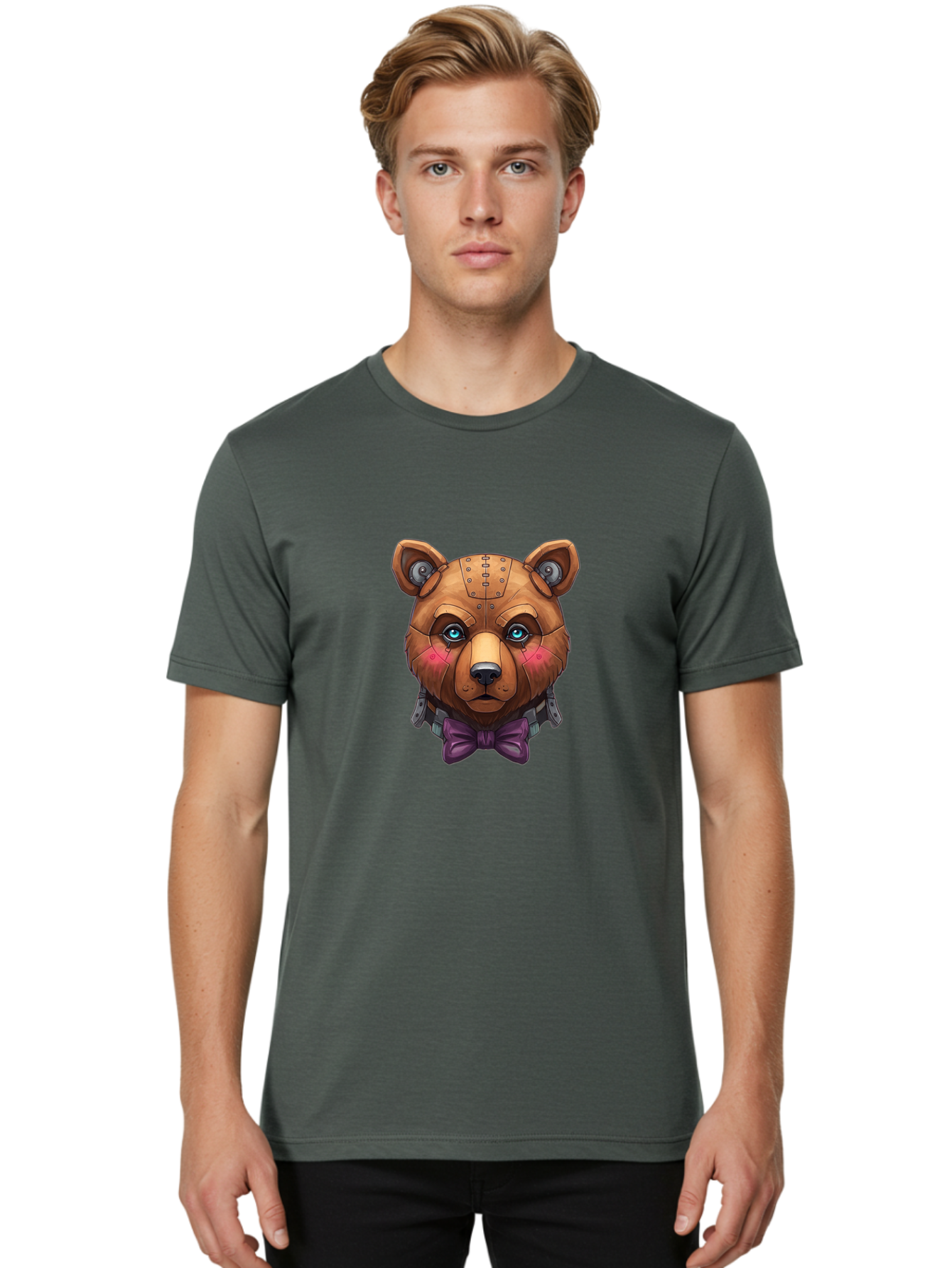 Steampunk-Teddy Men'S Graphic Tee, 100% Cotton, Comfortable Casual Summer Wear, Machine Washable, Vintage Camera, Old Camera, Antique Camera, Black Camera, Classic Photography, Photography Equipment, Nostalgic Device, Film Camera, Camera Art Bal423