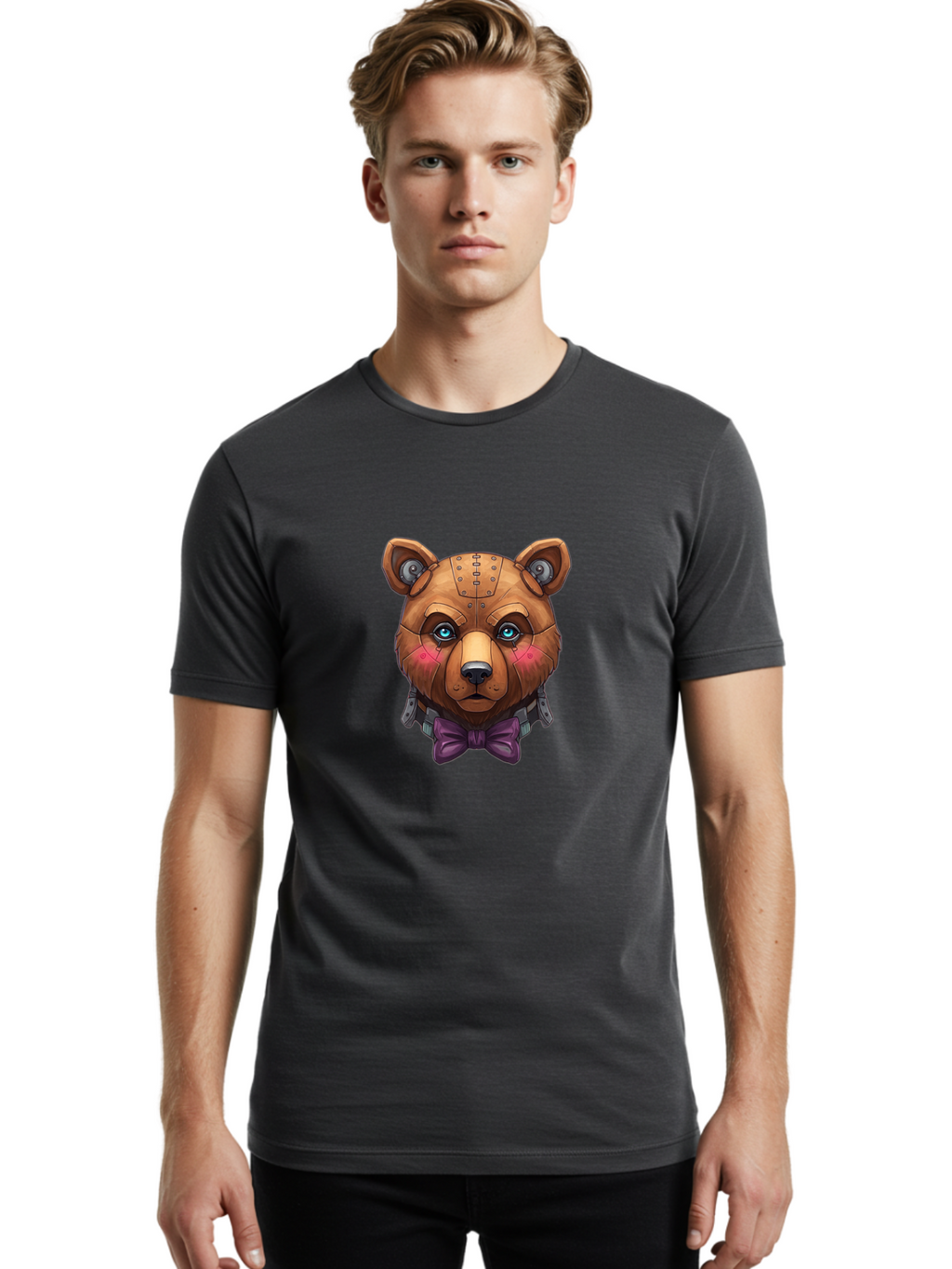 Steampunk-Teddy Men'S Graphic Tee, 100% Cotton, Comfortable Casual Summer Wear, Machine Washable, Vintage Camera, Old Camera, Antique Camera, Black Camera, Classic Photography, Photography Equipment, Nostalgic Device, Film Camera, Camera Art Bal423