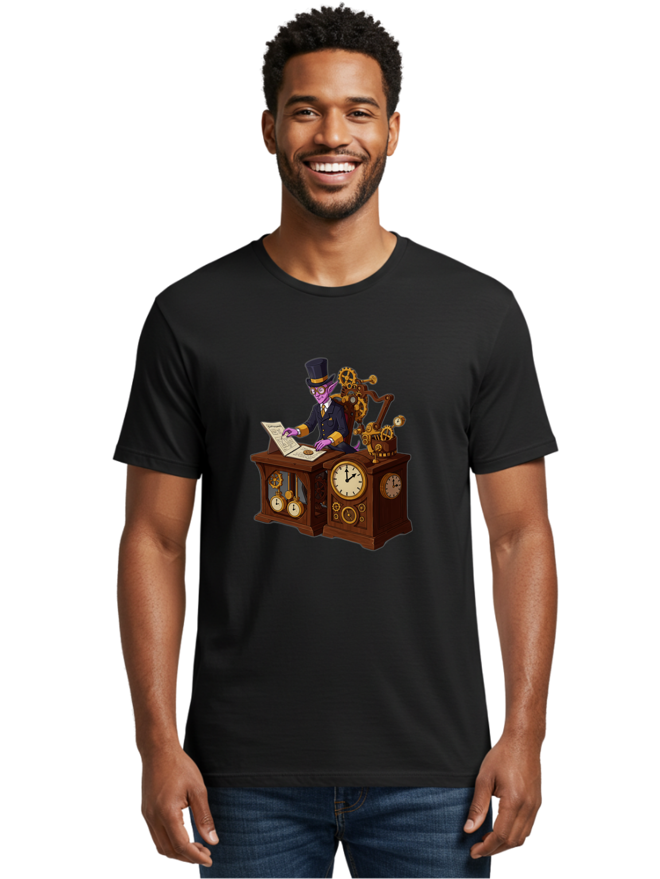 Steampunk-Timekeeper Men'S Graphic Tee, 100% Cotton, Comfortable Casual Summer Wear, Machine Washable, Vintage Camera, Old Camera, Antique Camera, Black Camera, Classic Photography, Photography Equipment, Nostalgic Device, Film Camera, Bal424