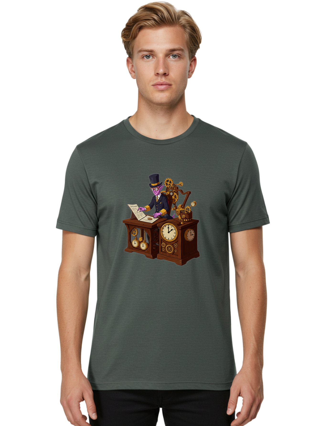 Steampunk-Timekeeper Men'S Graphic Tee, 100% Cotton, Comfortable Casual Summer Wear, Machine Washable, Vintage Camera, Old Camera, Antique Camera, Black Camera, Classic Photography, Photography Equipment, Nostalgic Device, Film Camera, Bal424
