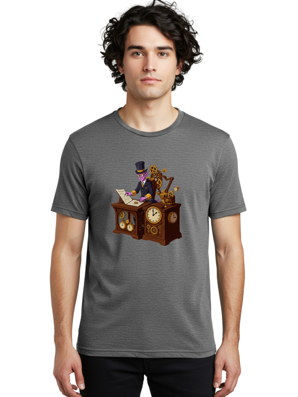 Steampunk-Timekeeper Men'S Graphic Tee, 100% Cotton, Comfortable Casual Summer Wear, Machine Washable, Vintage Camera, Old Camera, Antique Camera, Black Camera, Classic Photography, Photography Equipment, Nostalgic Device, Film Camera, Bal424
