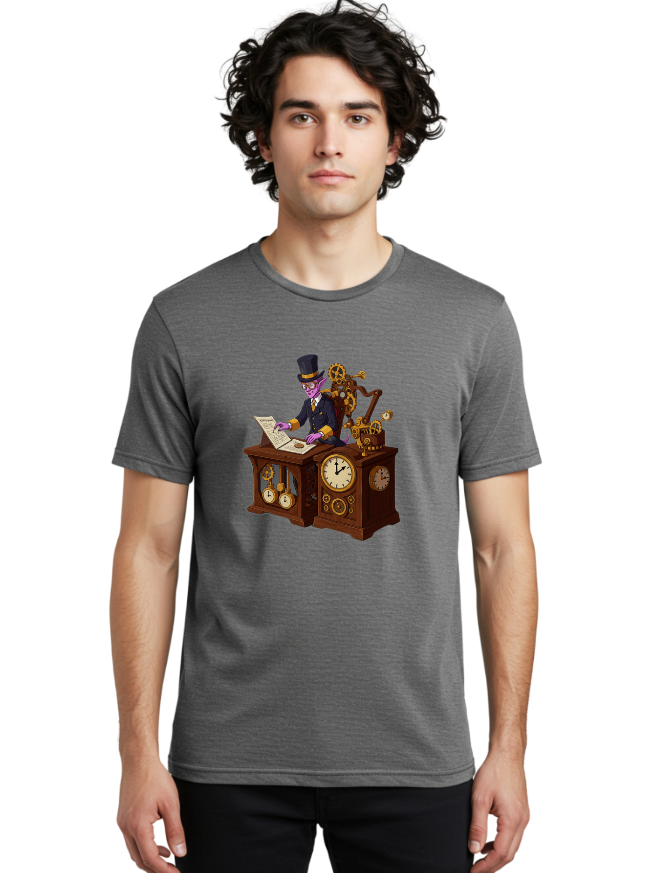 Steampunk-Timekeeper Men'S Graphic Tee, 100% Cotton, Comfortable Casual Summer Wear, Machine Washable, Vintage Camera, Old Camera, Antique Camera, Black Camera, Classic Photography, Photography Equipment, Nostalgic Device, Film Camera, Bal424
