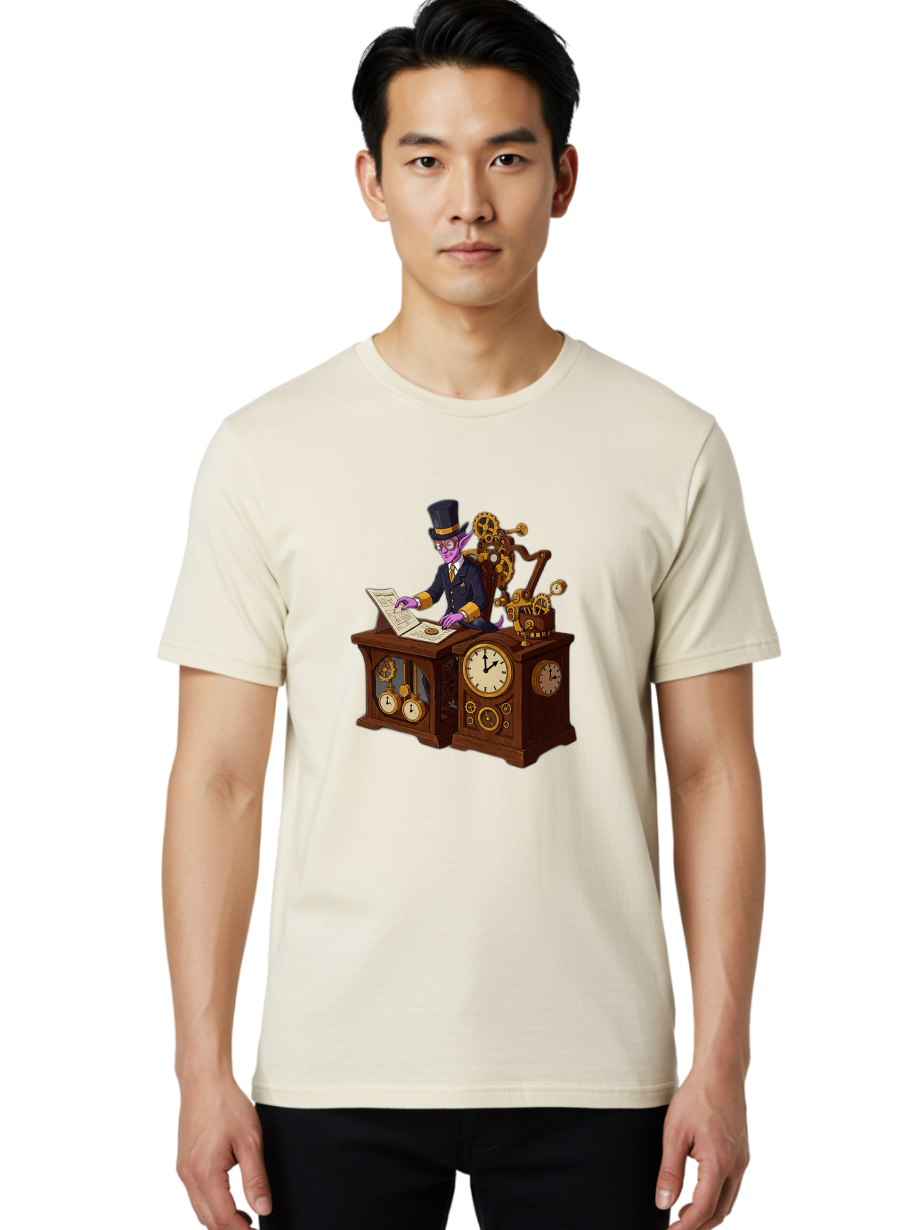 Steampunk-Timekeeper Men'S Graphic Tee, 100% Cotton, Comfortable Casual Summer Wear, Machine Washable, Vintage Camera, Old Camera, Antique Camera, Black Camera, Classic Photography, Photography Equipment, Nostalgic Device, Film Camera, Bal424