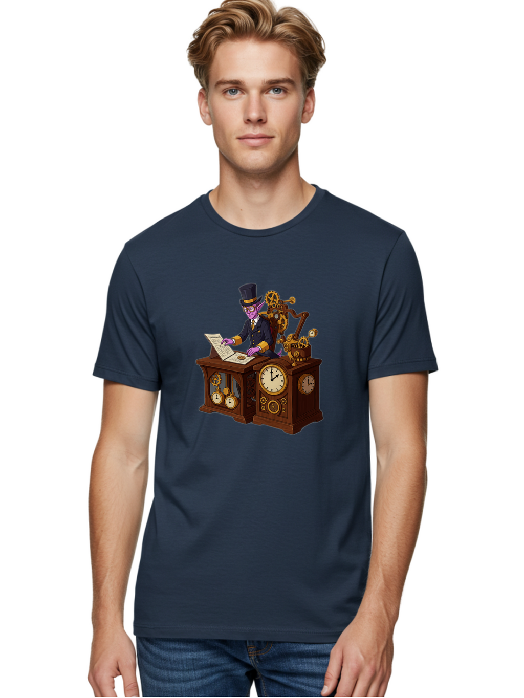 Steampunk-Timekeeper Men'S Graphic Tee, 100% Cotton, Comfortable Casual Summer Wear, Machine Washable, Vintage Camera, Old Camera, Antique Camera, Black Camera, Classic Photography, Photography Equipment, Nostalgic Device, Film Camera, Bal424