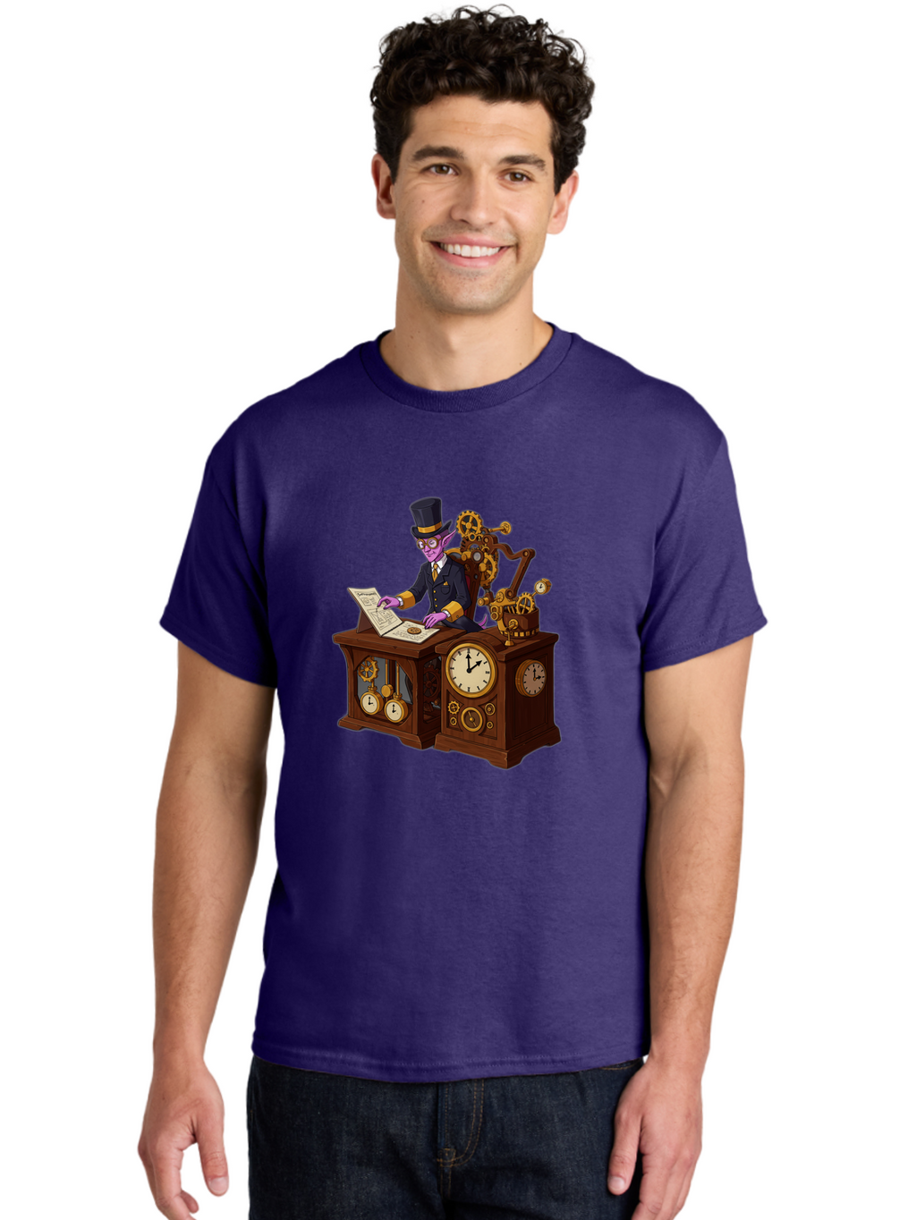 Steampunk-Timekeeper Men'S Graphic Tee, 100% Cotton, Comfortable Casual Summer Wear, Machine Washable, Vintage Camera, Old Camera, Antique Camera, Black Camera, Classic Photography, Photography Equipment, Nostalgic Device, Film Camera, Bal424