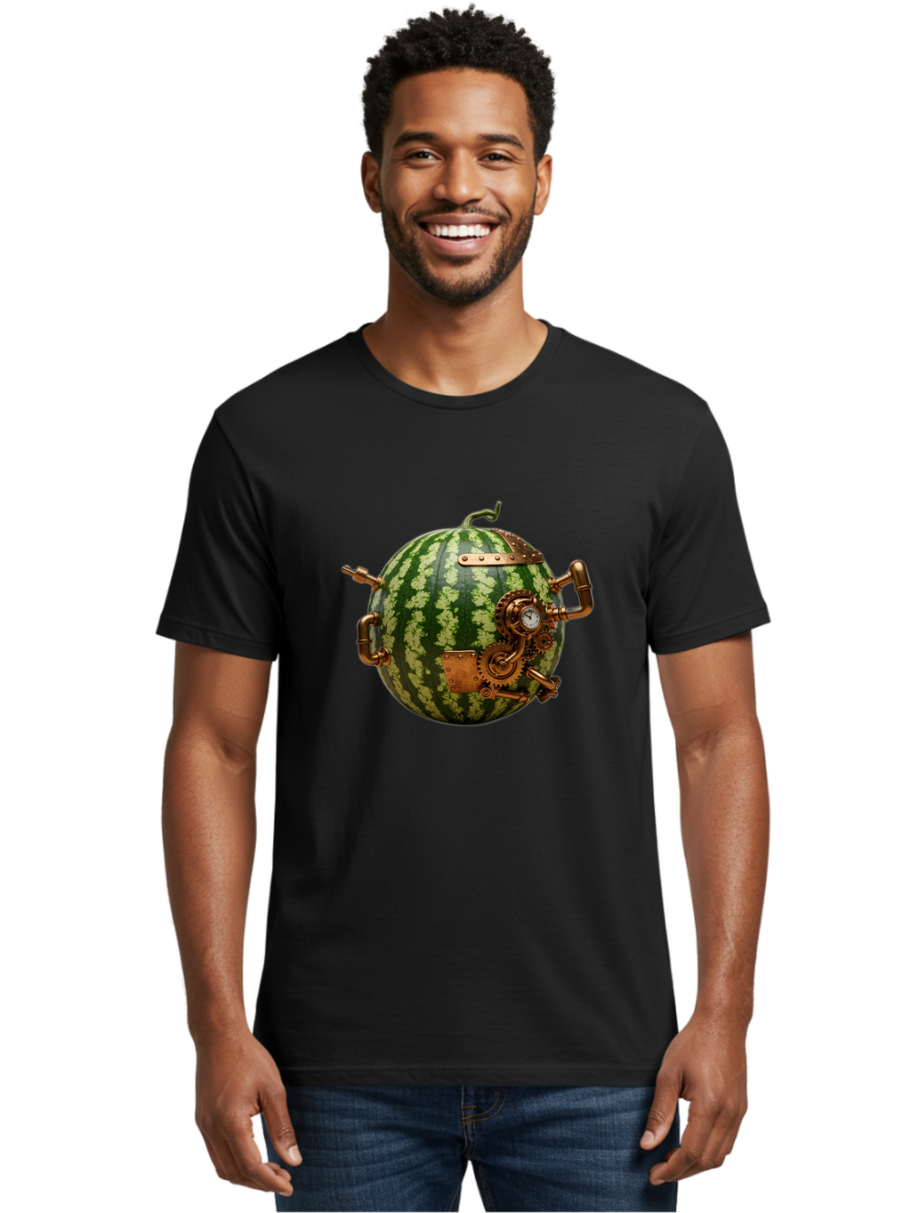Steampunk-Watermelon Men'S Graphic Tee, 100% Cotton, Comfortable Casual Summer Wear, Machine Washable, Vintage Camera, Old Camera, Antique Camera, Black Camera, Classic Photography, Photography Equipment, Nostalgic Device, Film Camera, Bal425