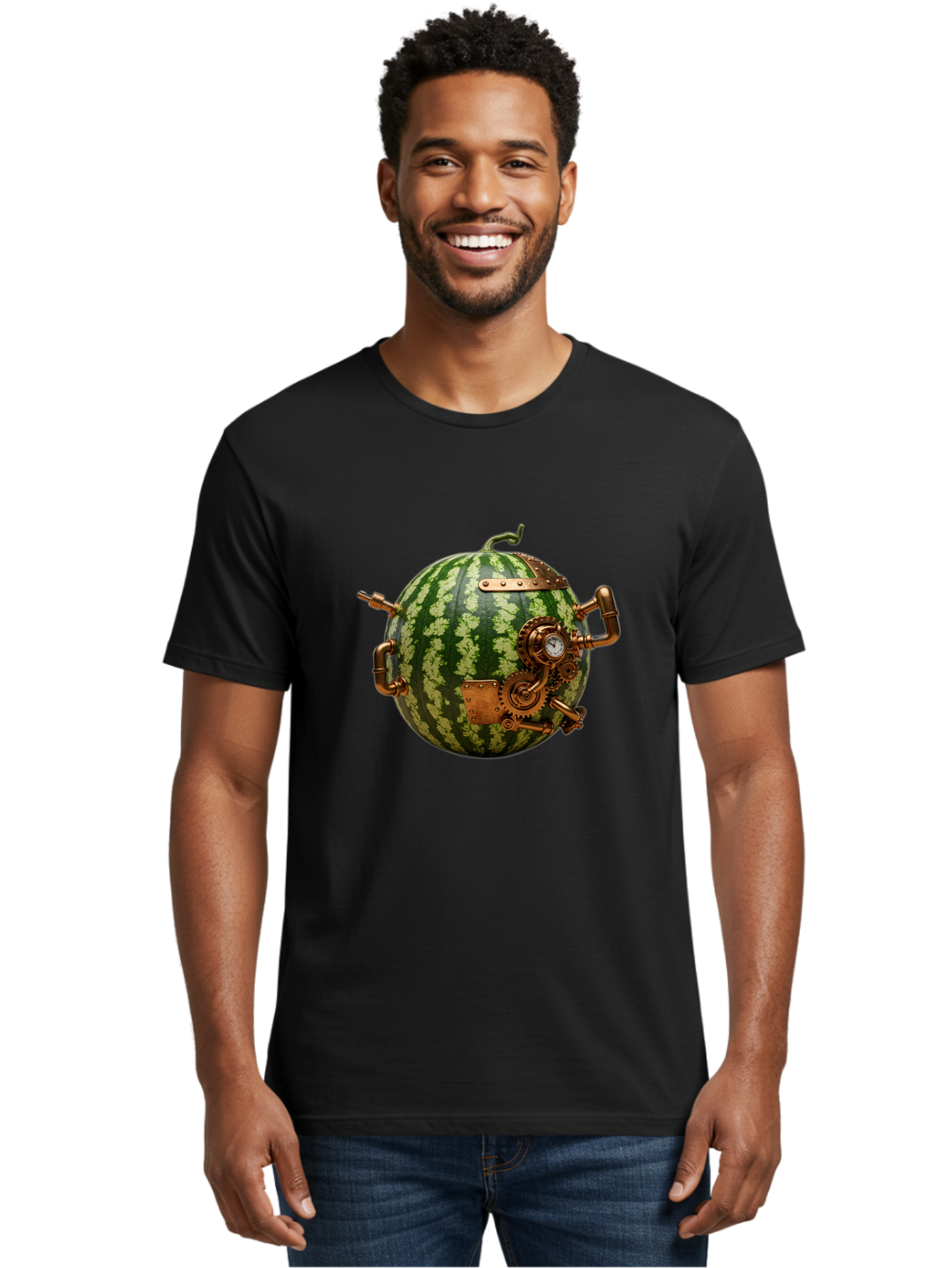 Steampunk-Watermelon Men'S Graphic Tee, 100% Cotton, Comfortable Casual Summer Wear, Machine Washable, Vintage Camera, Old Camera, Antique Camera, Black Camera, Classic Photography, Photography Equipment, Nostalgic Device, Film Camera, Bal425