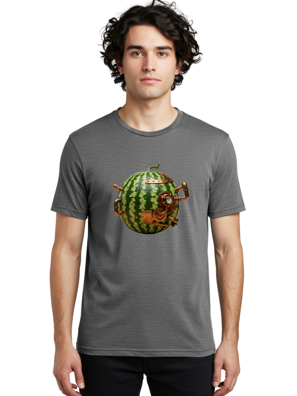 Steampunk-Watermelon Men'S Graphic Tee, 100% Cotton, Comfortable Casual Summer Wear, Machine Washable, Vintage Camera, Old Camera, Antique Camera, Black Camera, Classic Photography, Photography Equipment, Nostalgic Device, Film Camera, Bal425