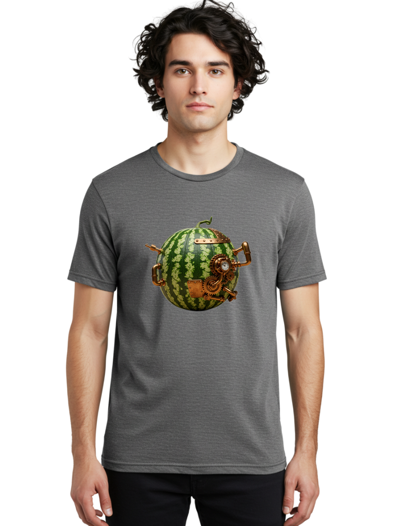 Steampunk-Watermelon Men'S Graphic Tee, 100% Cotton, Comfortable Casual Summer Wear, Machine Washable, Vintage Camera, Old Camera, Antique Camera, Black Camera, Classic Photography, Photography Equipment, Nostalgic Device, Film Camera, Bal425