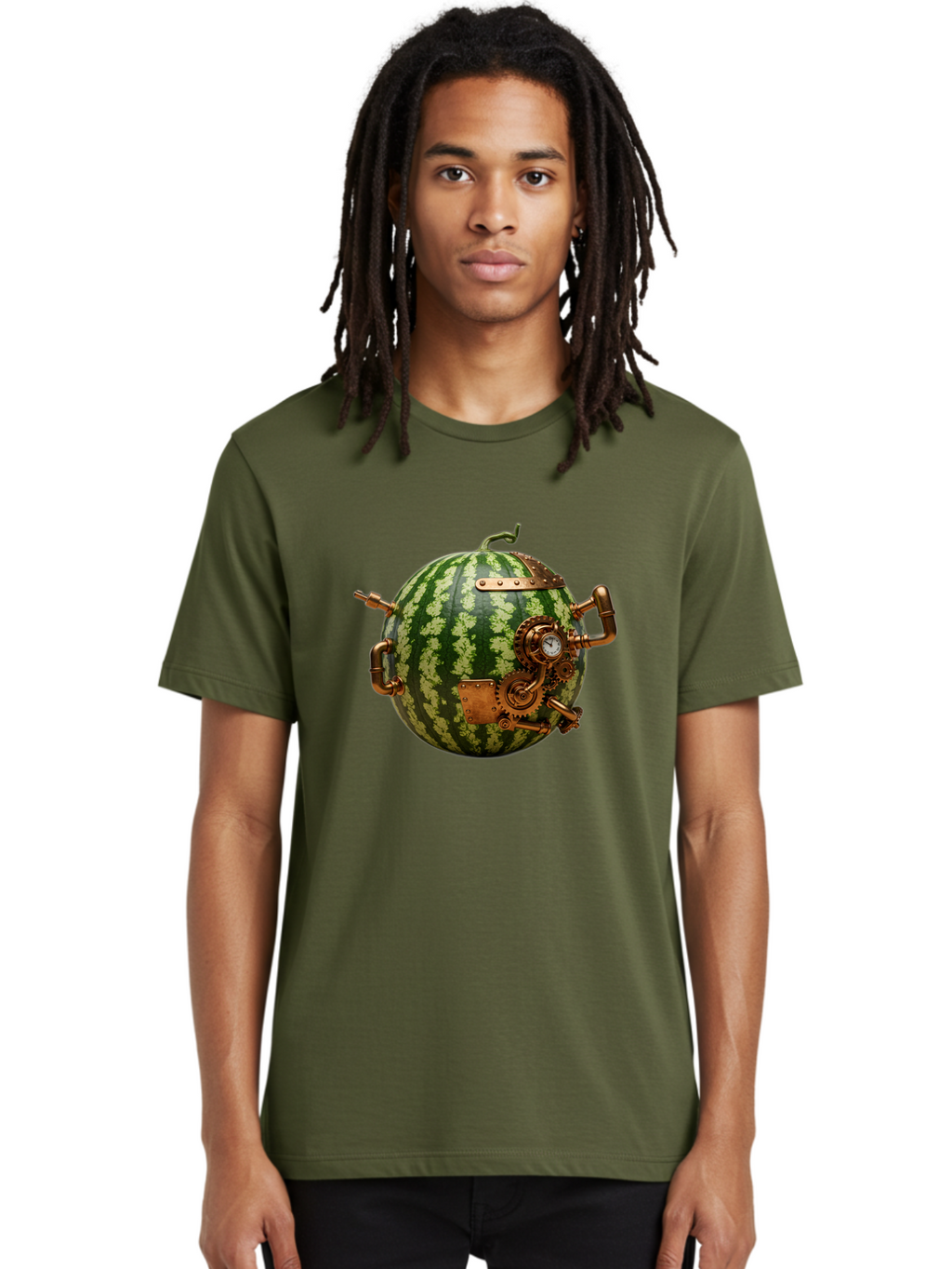 Steampunk-Watermelon Men'S Graphic Tee, 100% Cotton, Comfortable Casual Summer Wear, Machine Washable, Vintage Camera, Old Camera, Antique Camera, Black Camera, Classic Photography, Photography Equipment, Nostalgic Device, Film Camera, Bal425