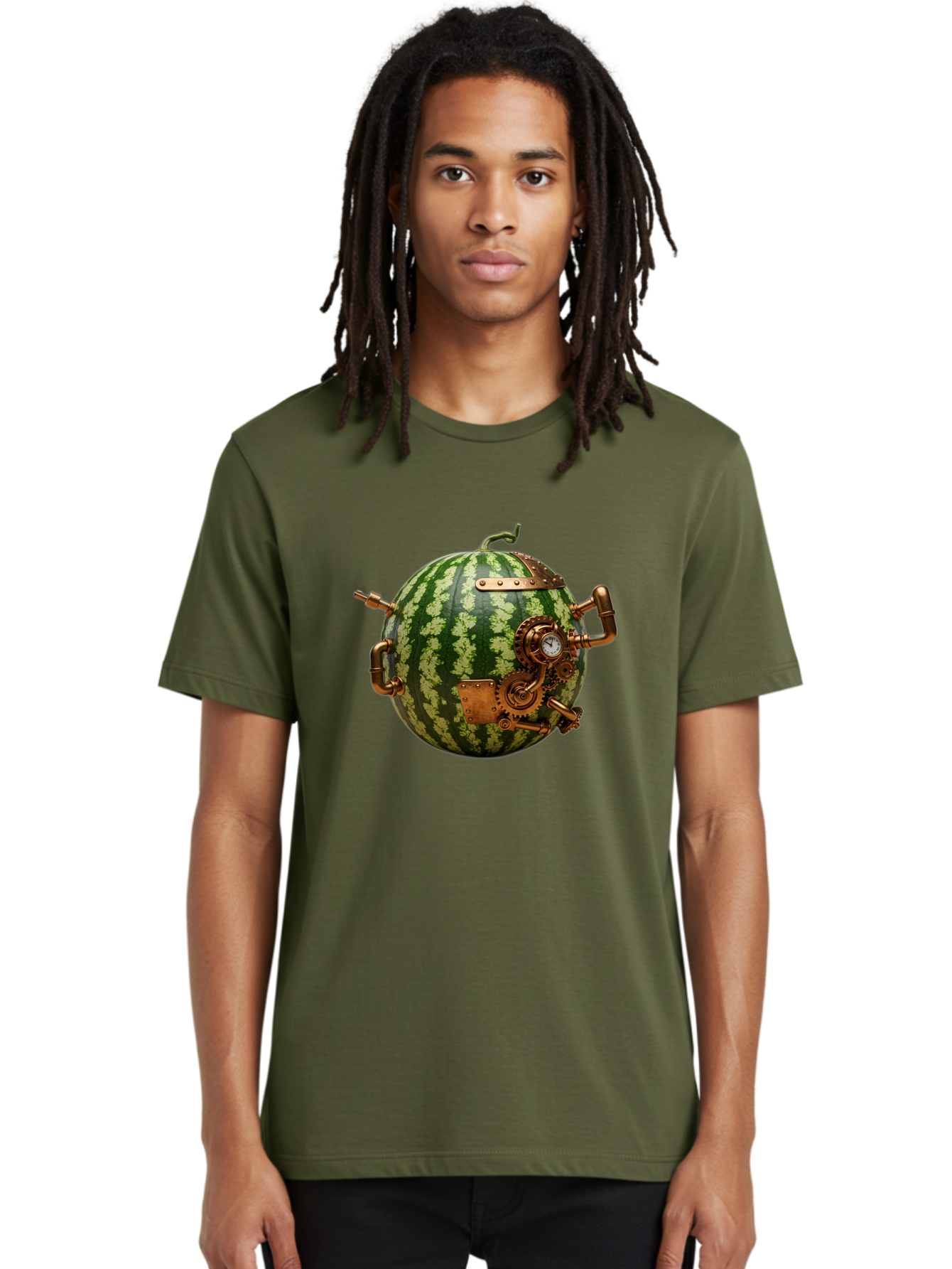 Steampunk-Watermelon Men'S Graphic Tee, 100% Cotton, Comfortable Casual Summer Wear, Machine Washable, Vintage Camera, Old Camera, Antique Camera, Black Camera, Classic Photography, Photography Equipment, Nostalgic Device, Film Camera, Bal425