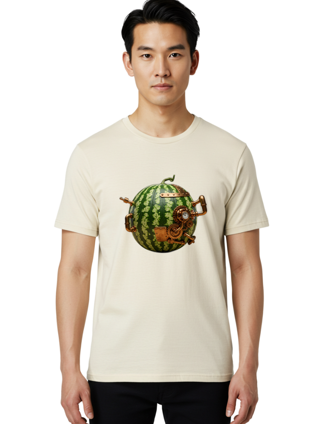 Steampunk-Watermelon Men'S Graphic Tee, 100% Cotton, Comfortable Casual Summer Wear, Machine Washable, Vintage Camera, Old Camera, Antique Camera, Black Camera, Classic Photography, Photography Equipment, Nostalgic Device, Film Camera, Bal425