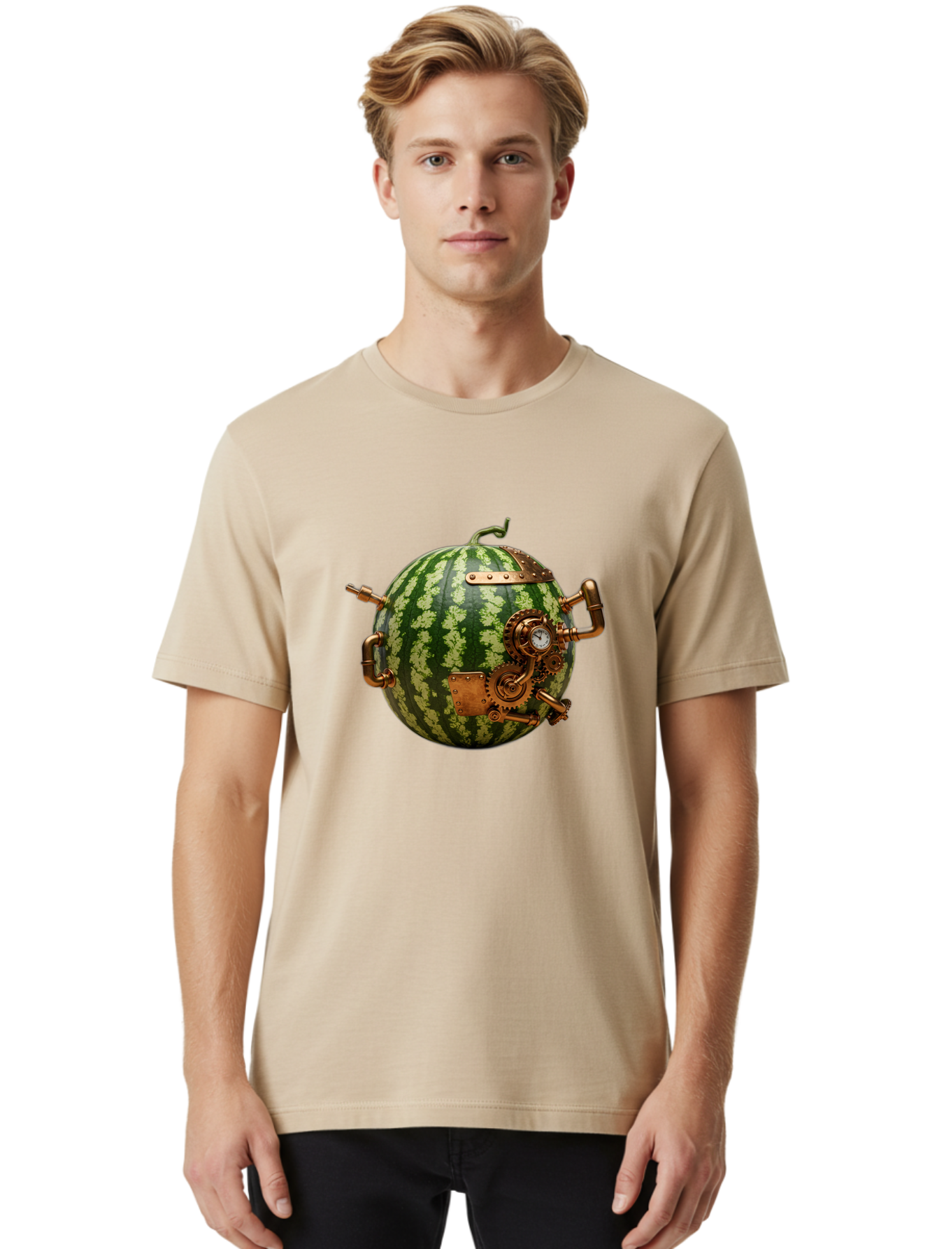 Steampunk-Watermelon Men'S Graphic Tee, 100% Cotton, Comfortable Casual Summer Wear, Machine Washable, Vintage Camera, Old Camera, Antique Camera, Black Camera, Classic Photography, Photography Equipment, Nostalgic Device, Film Camera, Bal425