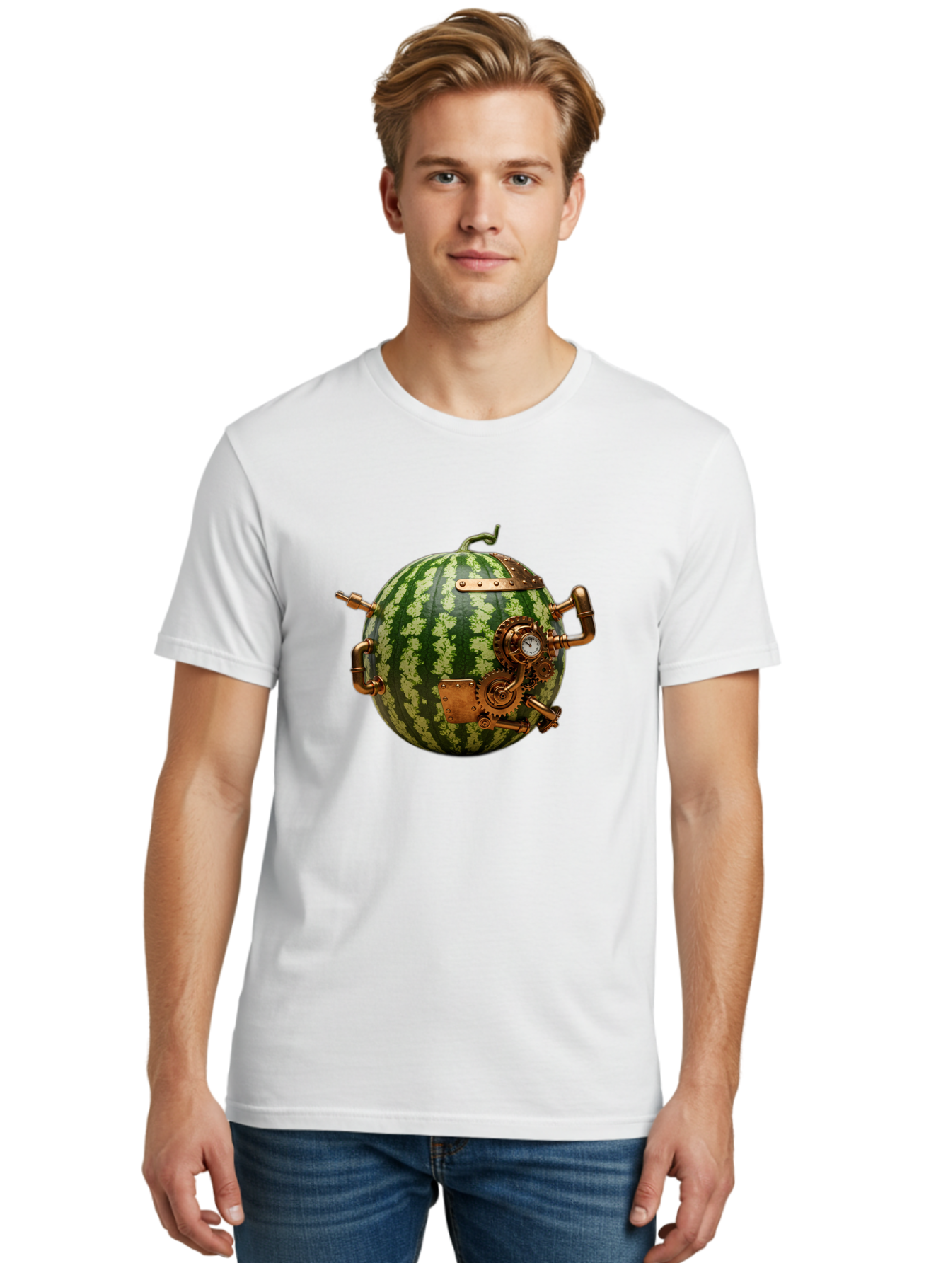 Steampunk-Watermelon Men'S Graphic Tee, 100% Cotton, Comfortable Casual Summer Wear, Machine Washable, Vintage Camera, Old Camera, Antique Camera, Black Camera, Classic Photography, Photography Equipment, Nostalgic Device, Film Camera, Bal425