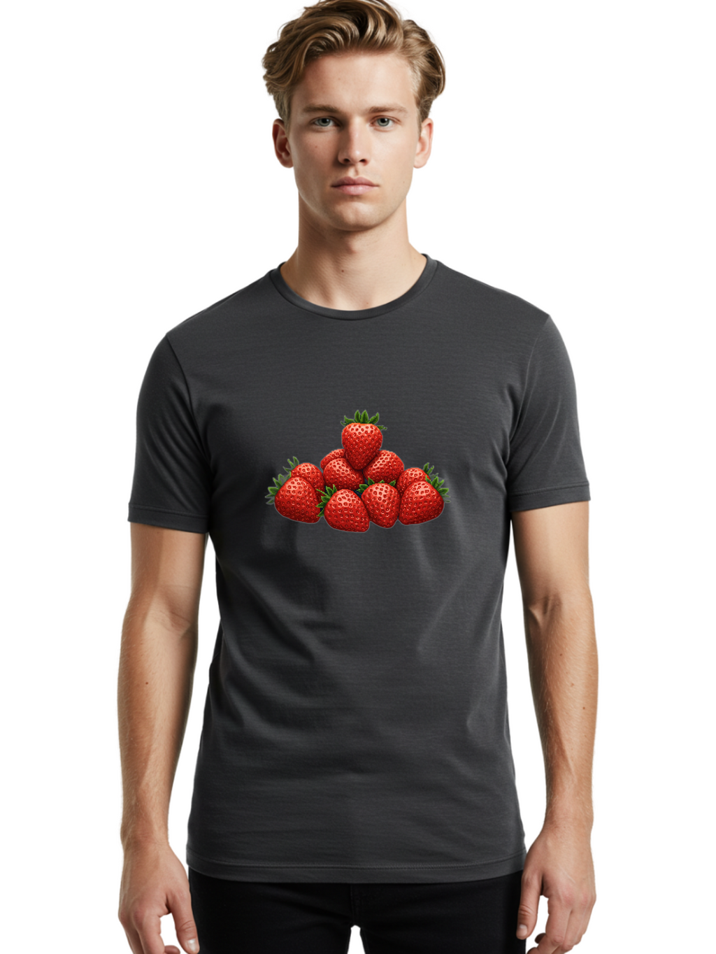 Strawberries-1 Men'S Graphic Tee, 100% Cotton, Comfortable Casual Summer Wear, Machine Washable, Vintage Camera, Old Camera, Antique Camera, Black Camera, Classic Photography, Photography Equipment, Nostalgic Device, Film Camera, Camera Art Bal427