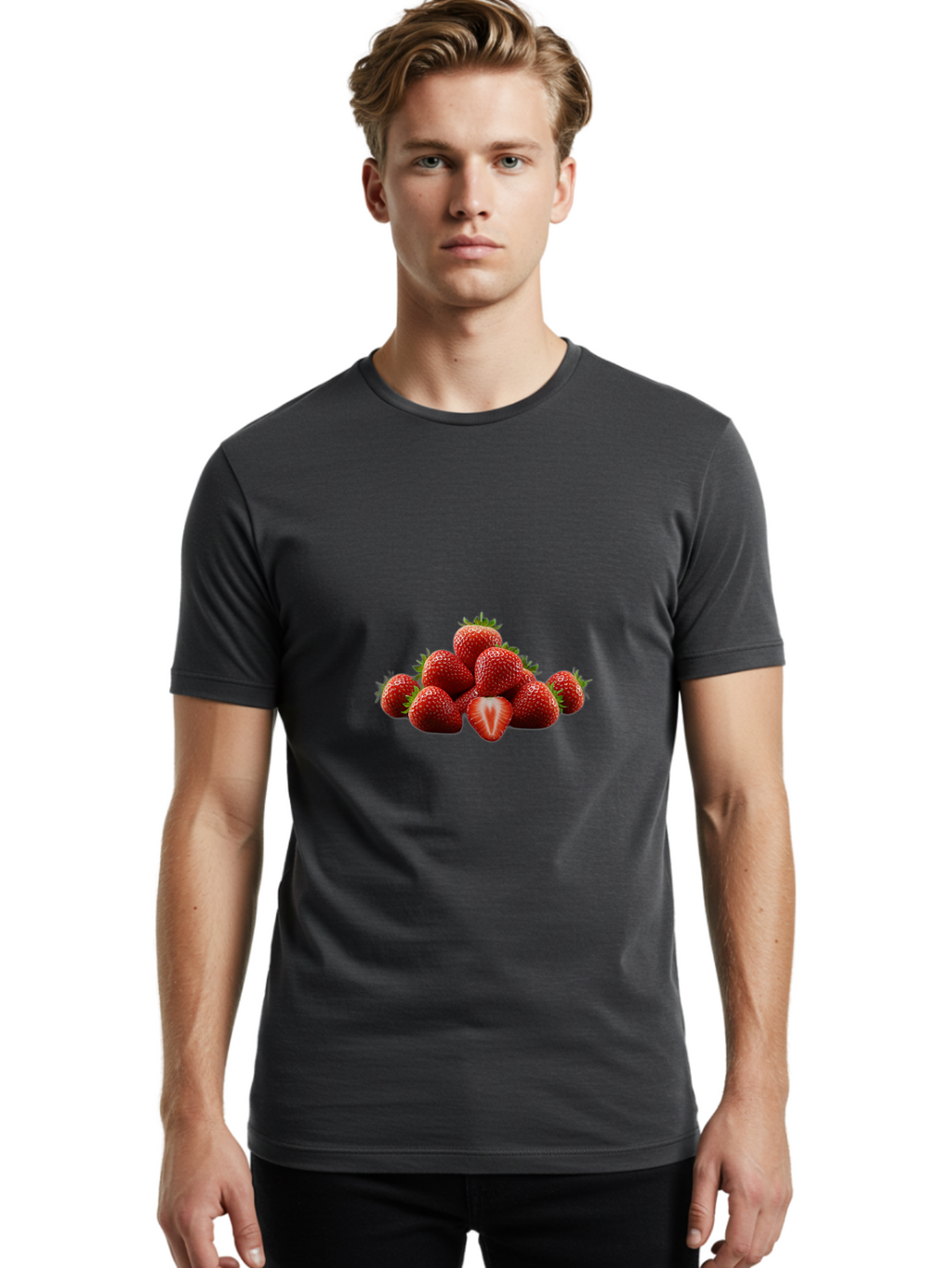 Strawberries-2 Men'S Graphic Tee, 100% Cotton, Comfortable Casual Summer Wear, Machine Washable, Vintage Camera, Old Camera, Antique Camera, Black Camera, Classic Photography, Photography Equipment, Nostalgic Device, Film Camera, Camera Art Bal428