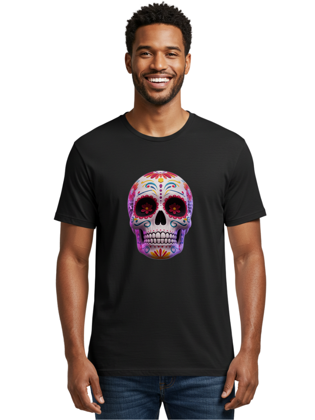 Sugar-Skull-1 Men'S Graphic Tee, 100% Cotton, Comfortable Casual Summer Wear, Machine Washable, Vintage Camera, Old Camera, Antique Camera, Black Camera, Classic Photography, Photography Equipment, Nostalgic Device, Film Camera, Camera Art Bal435
