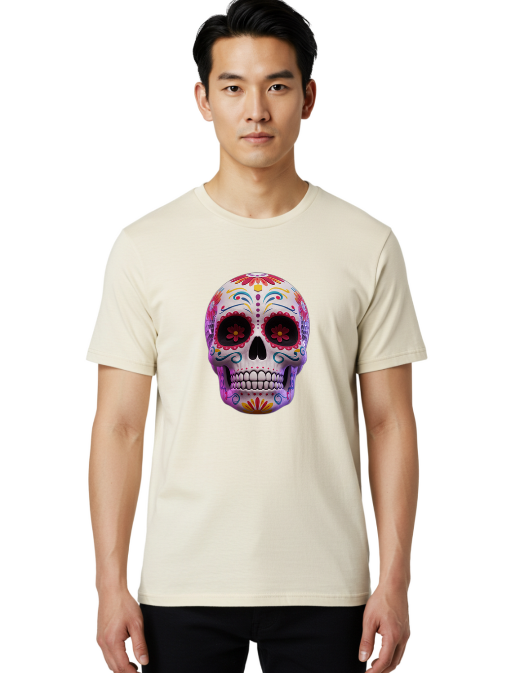 Sugar-Skull-1 Men'S Graphic Tee, 100% Cotton, Comfortable Casual Summer Wear, Machine Washable, Vintage Camera, Old Camera, Antique Camera, Black Camera, Classic Photography, Photography Equipment, Nostalgic Device, Film Camera, Camera Art Bal435