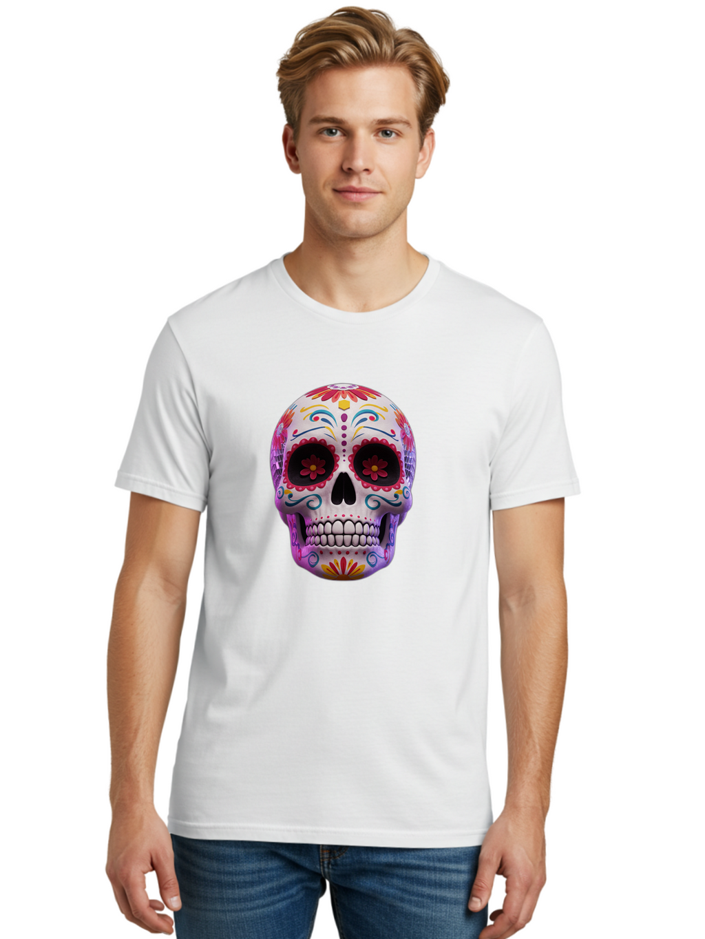 Sugar-Skull-1 Men'S Graphic Tee, 100% Cotton, Comfortable Casual Summer Wear, Machine Washable, Vintage Camera, Old Camera, Antique Camera, Black Camera, Classic Photography, Photography Equipment, Nostalgic Device, Film Camera, Camera Art Bal435