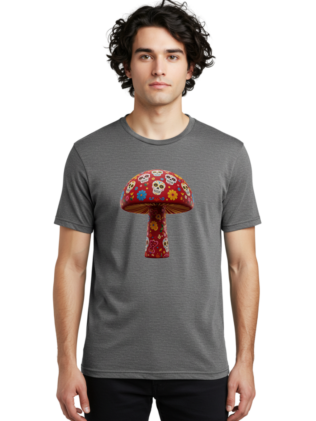 Sugar-Skull-Mushroom Men'S Graphic Tee, 100% Cotton, Comfortable Casual Summer Wear, Machine Washable, Vintage Camera, Old Camera, Antique Camera, Black Camera, Classic Photography, Photography Equipment, Nostalgic Device, Film Camera, Bal437