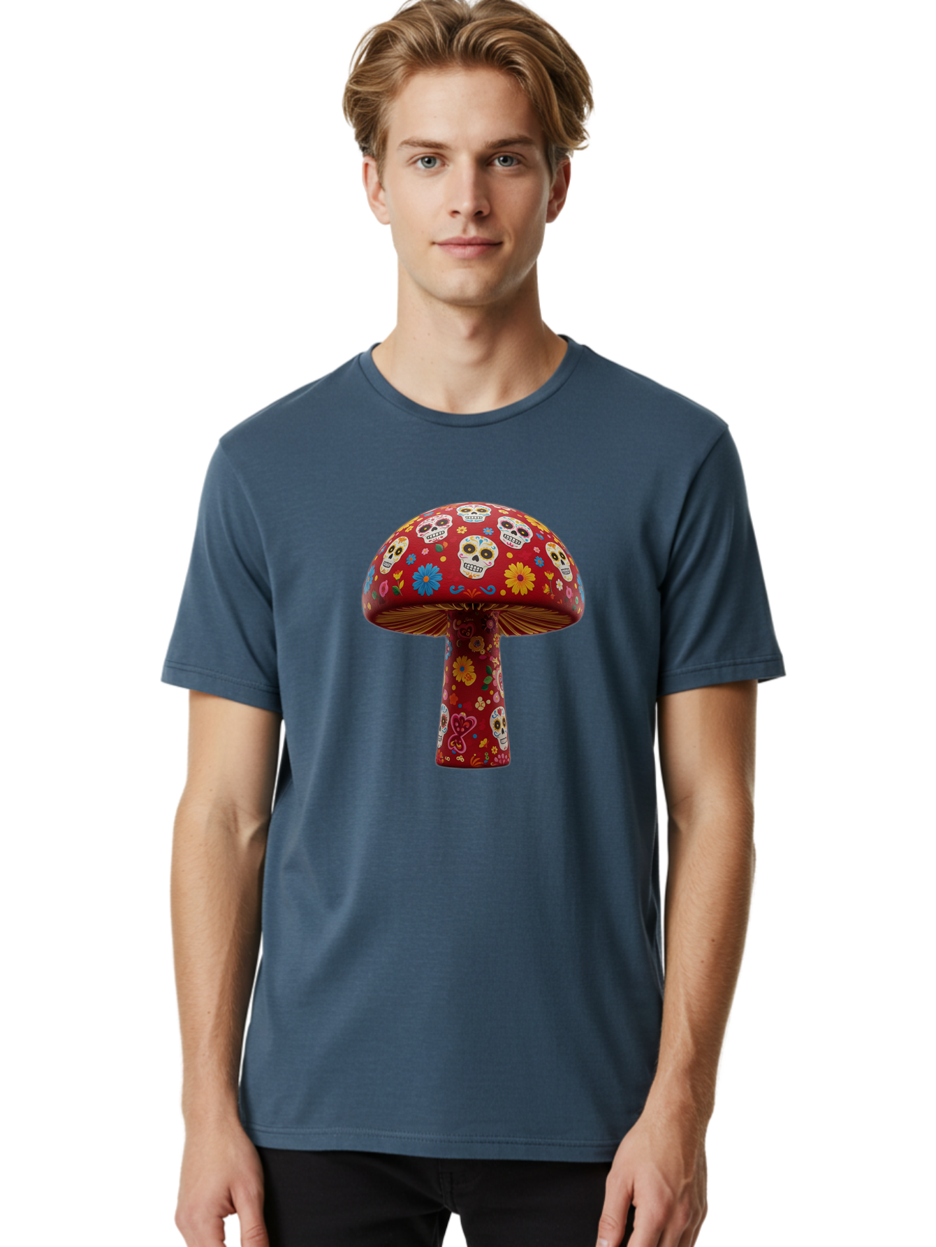 Sugar-Skull-Mushroom Men'S Graphic Tee, 100% Cotton, Comfortable Casual Summer Wear, Machine Washable, Vintage Camera, Old Camera, Antique Camera, Black Camera, Classic Photography, Photography Equipment, Nostalgic Device, Film Camera, Bal437