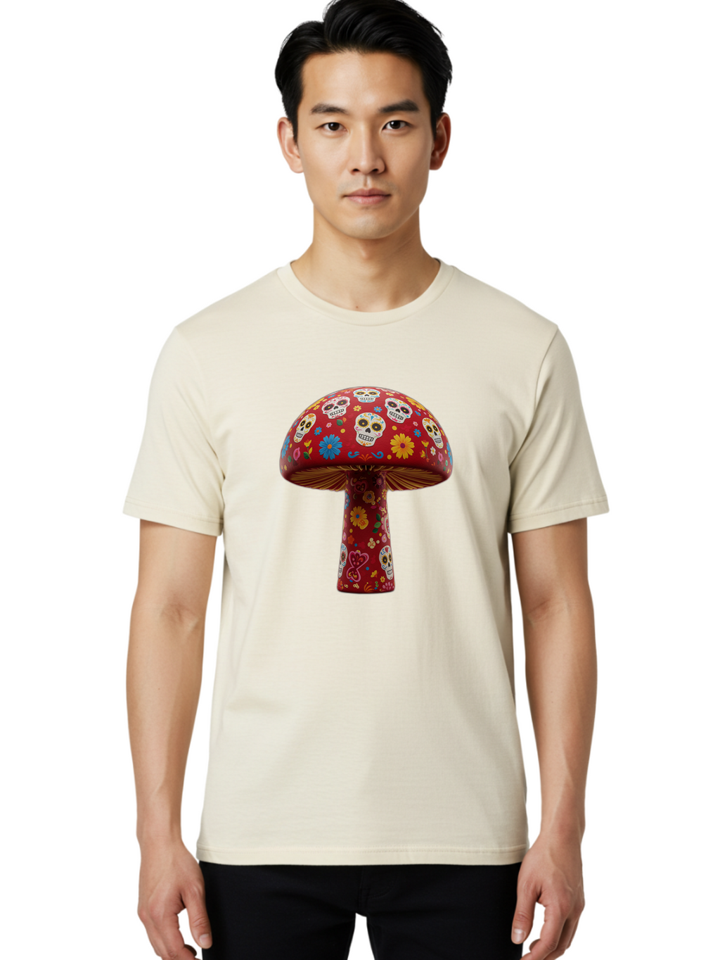 Sugar-Skull-Mushroom Men'S Graphic Tee, 100% Cotton, Comfortable Casual Summer Wear, Machine Washable, Vintage Camera, Old Camera, Antique Camera, Black Camera, Classic Photography, Photography Equipment, Nostalgic Device, Film Camera, Bal437