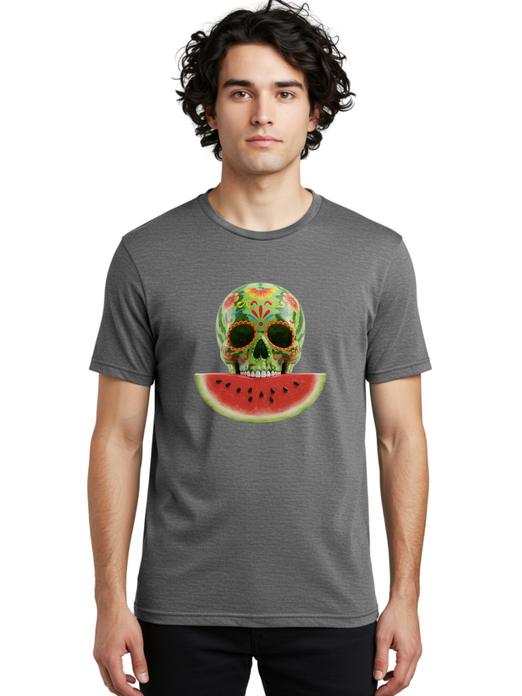 Sugar-Skull-Watermelon Men'S Graphic Tee, 100% Cotton, Comfortable Casual Summer Wear, Machine Washable, Vintage Camera, Old Camera, Antique Camera, Black Camera, Classic Photography, Photography Equipment, Nostalgic Device, Film Camera, Bal438