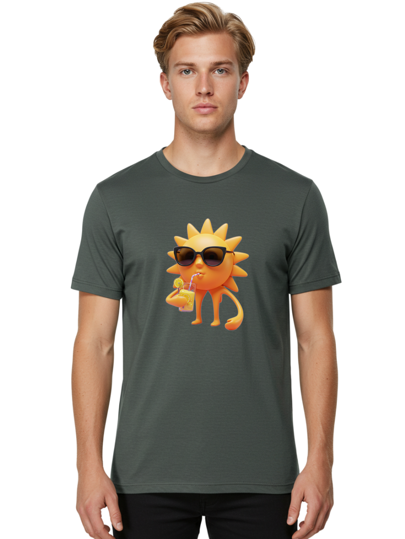 Sun-Drinking-Juice-1 Men'S Graphic Tee, 100% Cotton, Comfortable Casual Summer Wear, Machine Washable, Vintage Camera, Old Camera, Antique Camera, Black Camera, Classic Photography, Photography Equipment, Nostalgic Device, Film Camera, Bal441