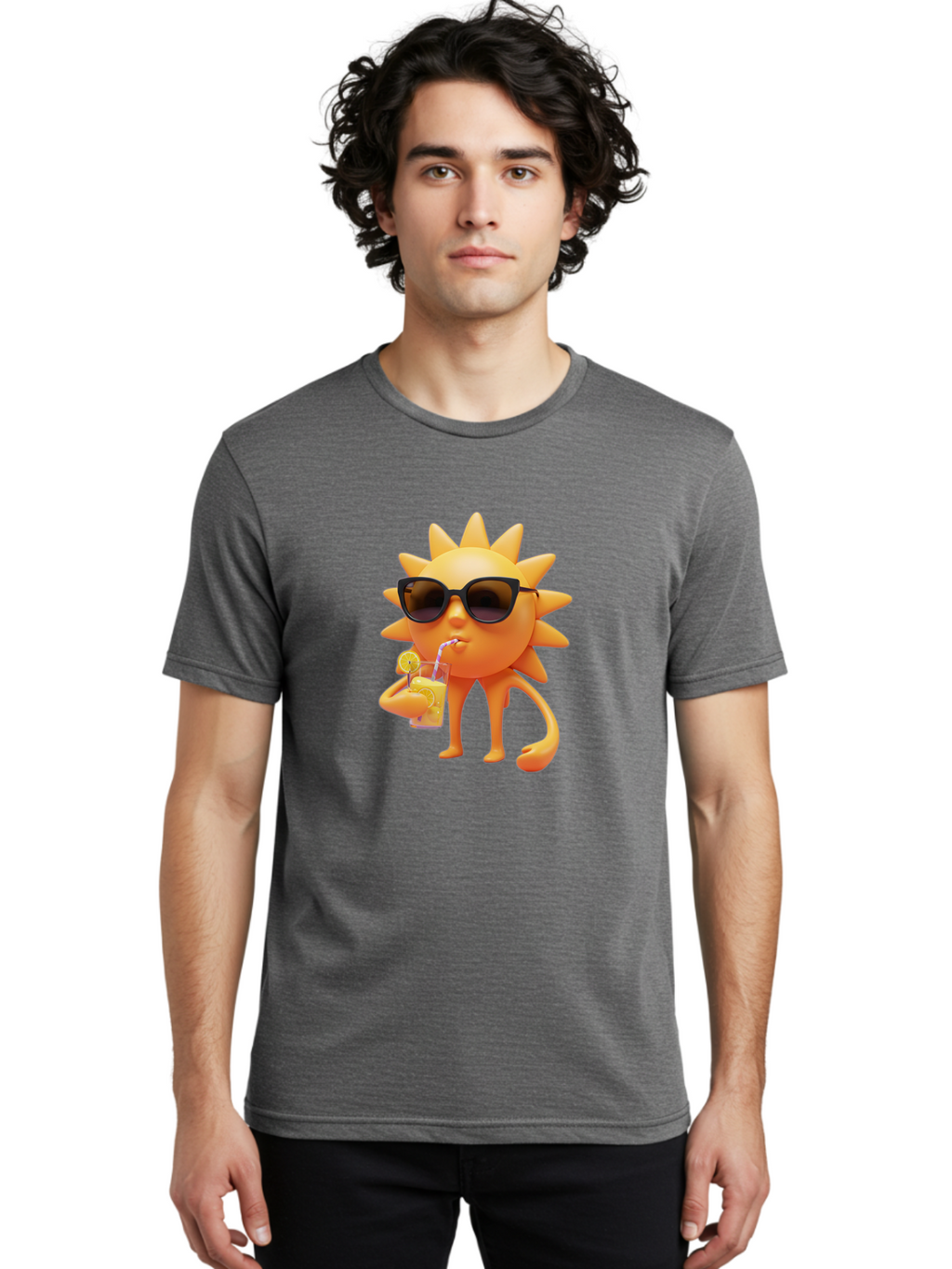 Sun-Drinking-Juice-1 Men'S Graphic Tee, 100% Cotton, Comfortable Casual Summer Wear, Machine Washable, Vintage Camera, Old Camera, Antique Camera, Black Camera, Classic Photography, Photography Equipment, Nostalgic Device, Film Camera, Bal441
