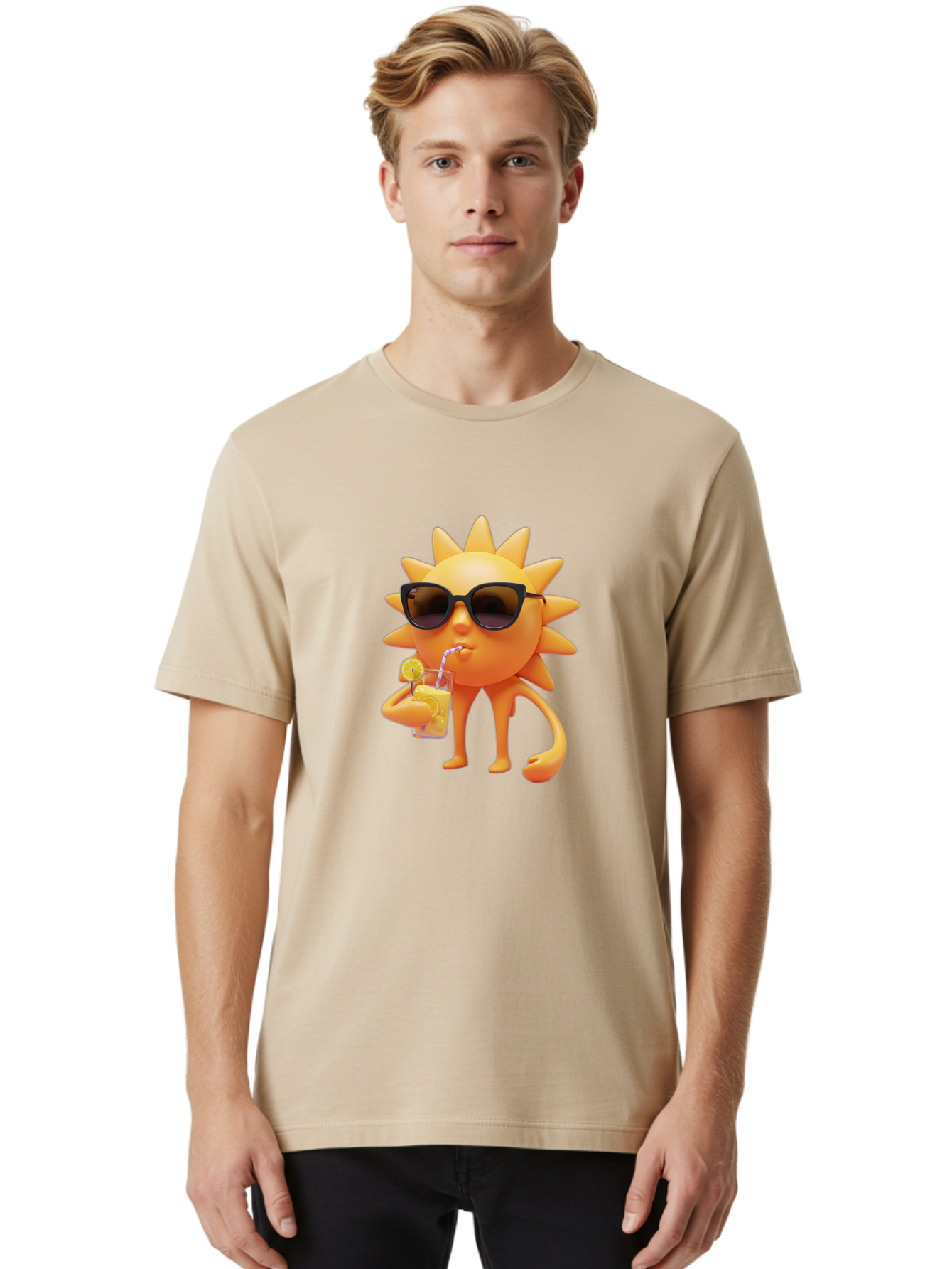 Sun-Drinking-Juice-1 Men'S Graphic Tee, 100% Cotton, Comfortable Casual Summer Wear, Machine Washable, Vintage Camera, Old Camera, Antique Camera, Black Camera, Classic Photography, Photography Equipment, Nostalgic Device, Film Camera, Bal441