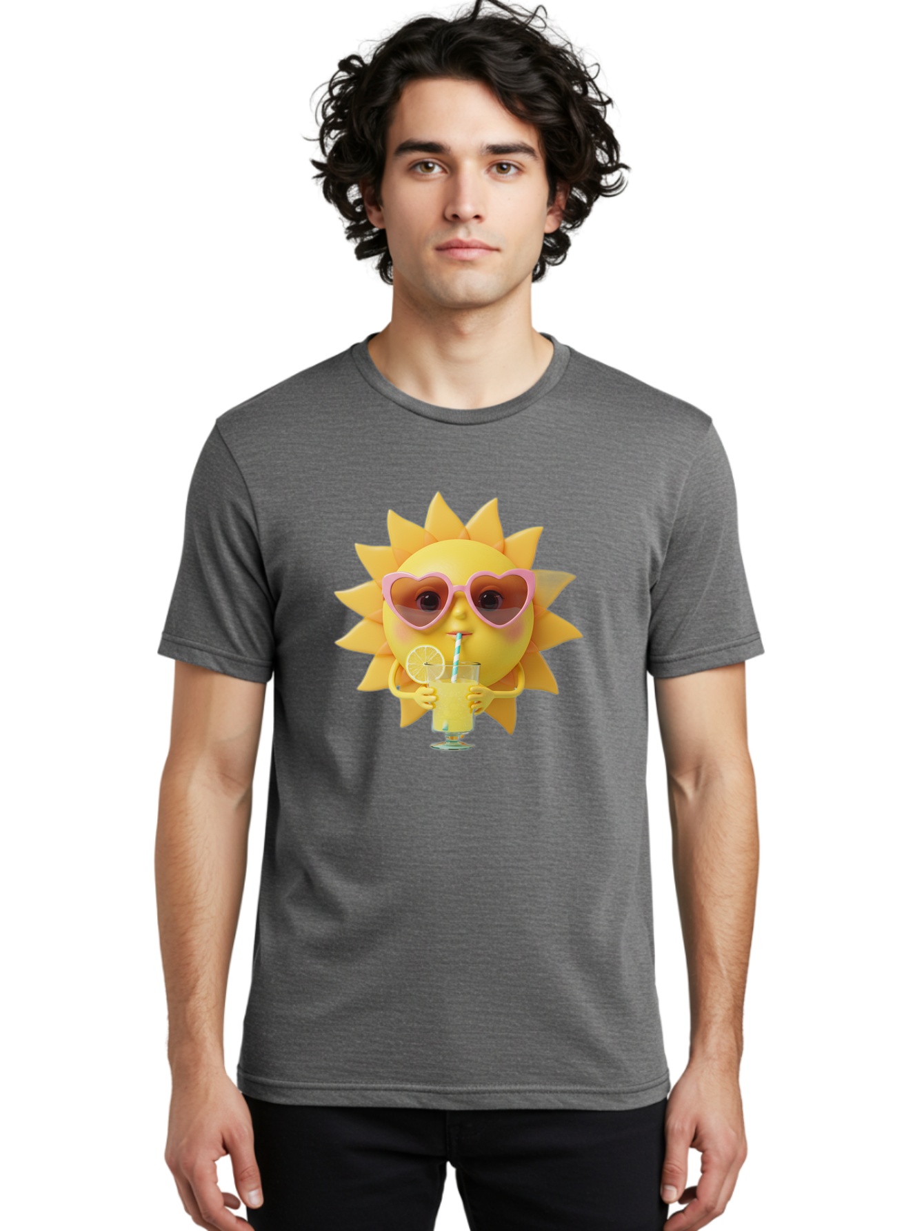 Sun-With-Sunglasses-Drinking-Lemonade Men'S Graphic Tee, 100% Cotton, Comfortable Casual Summer Wear, Machine Washable, Vintage Camera, Old Camera, Antique Camera, Black Camera, Classic Photography, Photography Equipment, Nostalgic Device, Bal444
