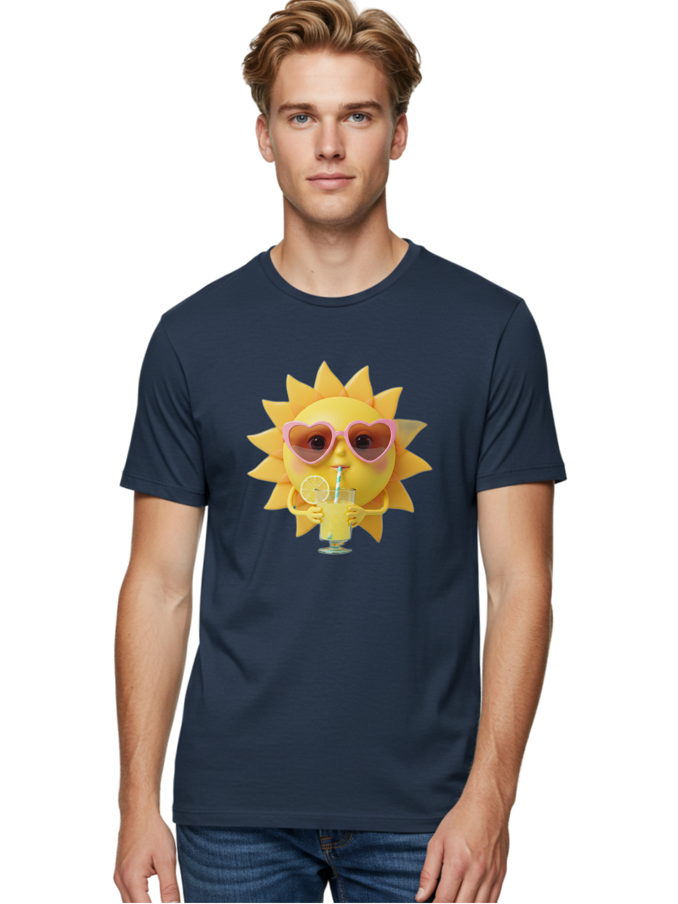 Sun-With-Sunglasses-Drinking-Lemonade Men'S Graphic Tee, 100% Cotton, Comfortable Casual Summer Wear, Machine Washable, Vintage Camera, Old Camera, Antique Camera, Black Camera, Classic Photography, Photography Equipment, Nostalgic Device, Bal444