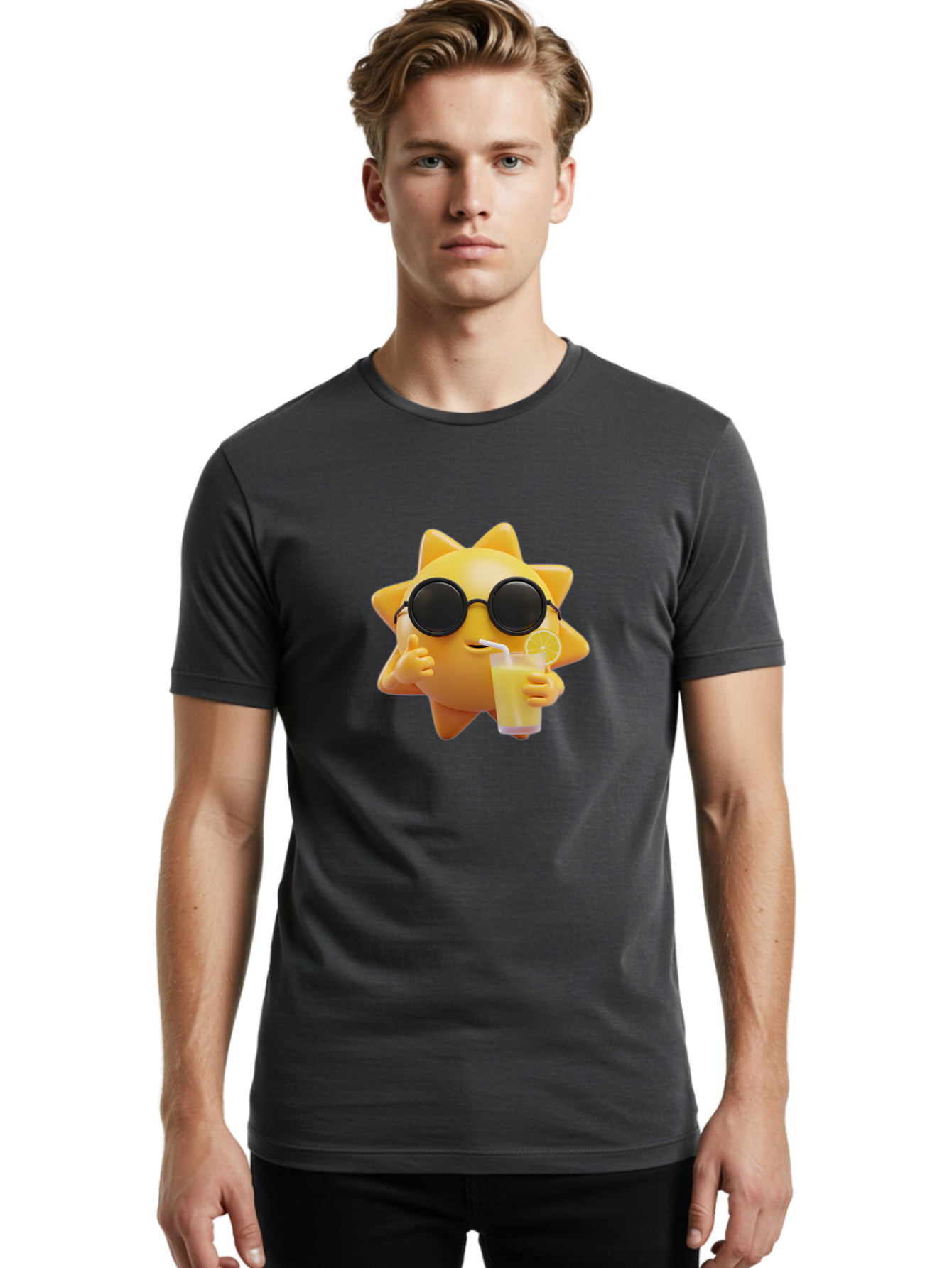 Sun-With-Sunglasses Men'S Graphic Tee, 100% Cotton, Comfortable Casual Summer Wear, Machine Washable, Vintage Camera, Old Camera, Antique Camera, Black Camera, Classic Photography, Photography Equipment, Nostalgic Device, Film Camera, Bal446