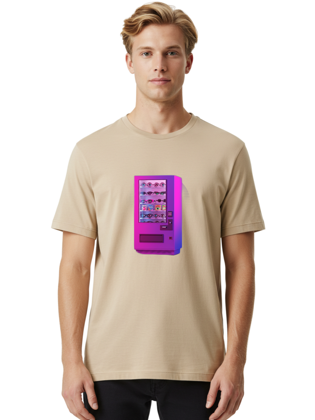 Sunglasses-Vending-Machine Men'S Graphic Tee, 100% Cotton, Comfortable Casual Summer Wear, Machine Washable, Vintage Camera, Old Camera, Antique Camera, Black Camera, Classic Photography, Photography Equipment, Nostalgic Device, Film Camera, Bal447
