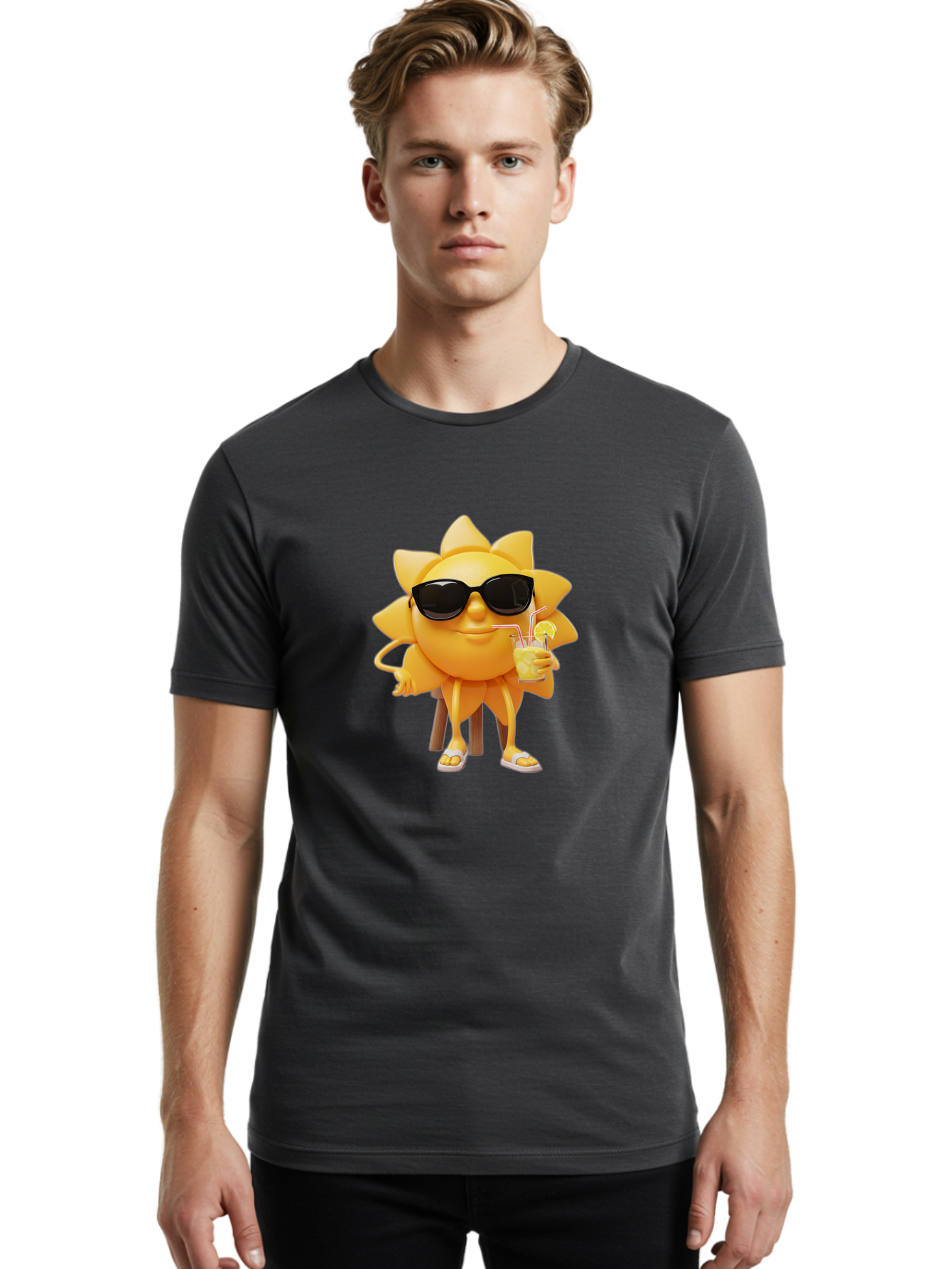 Sunny-Character-1 Men'S Graphic Tee, 100% Cotton, Comfortable Casual Summer Wear, Machine Washable, Vintage Camera, Old Camera, Antique Camera, Black Camera, Classic Photography, Photography Equipment, Nostalgic Device, Film Camera, Camera Art Bal448
