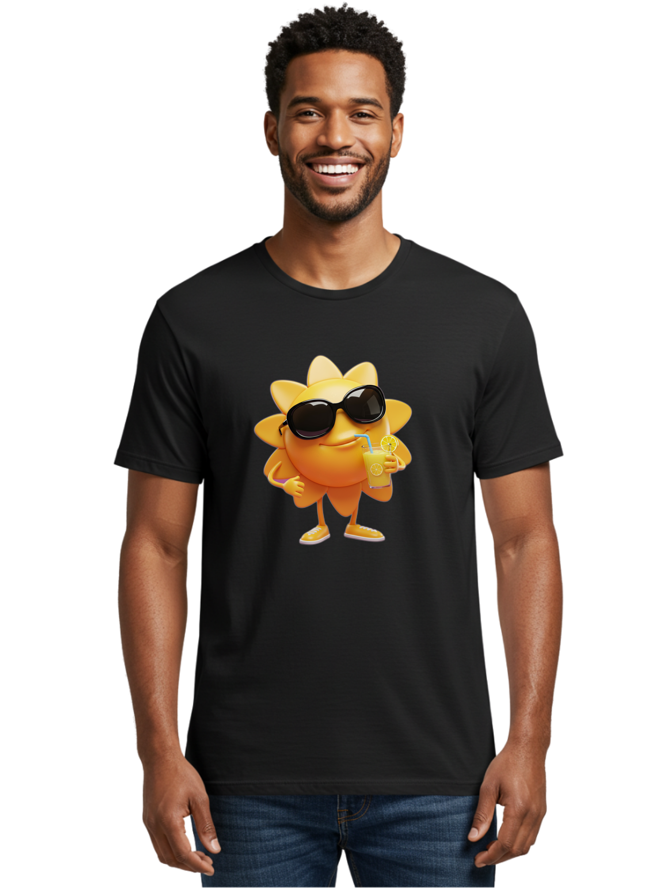 Sunny-Character-2 Men'S Graphic Tee, 100% Cotton, Comfortable Casual Summer Wear, Machine Washable, Vintage Camera, Old Camera, Antique Camera, Black Camera, Classic Photography, Photography Equipment, Nostalgic Device, Film Camera, Camera Art Bal449