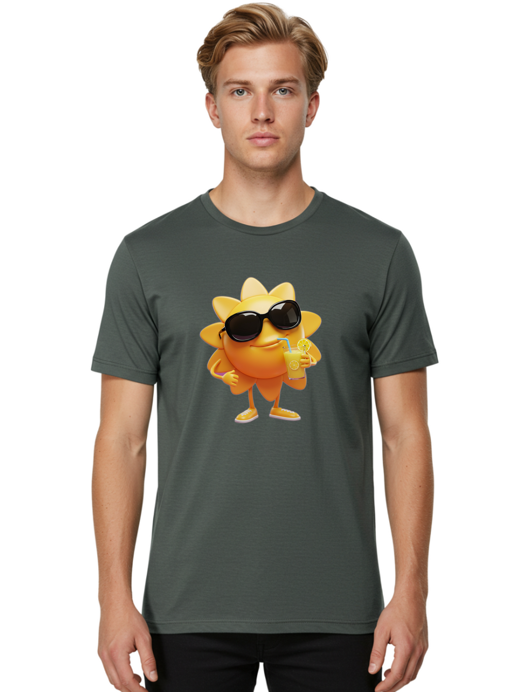 Sunny-Character-2 Men'S Graphic Tee, 100% Cotton, Comfortable Casual Summer Wear, Machine Washable, Vintage Camera, Old Camera, Antique Camera, Black Camera, Classic Photography, Photography Equipment, Nostalgic Device, Film Camera, Camera Art Bal449